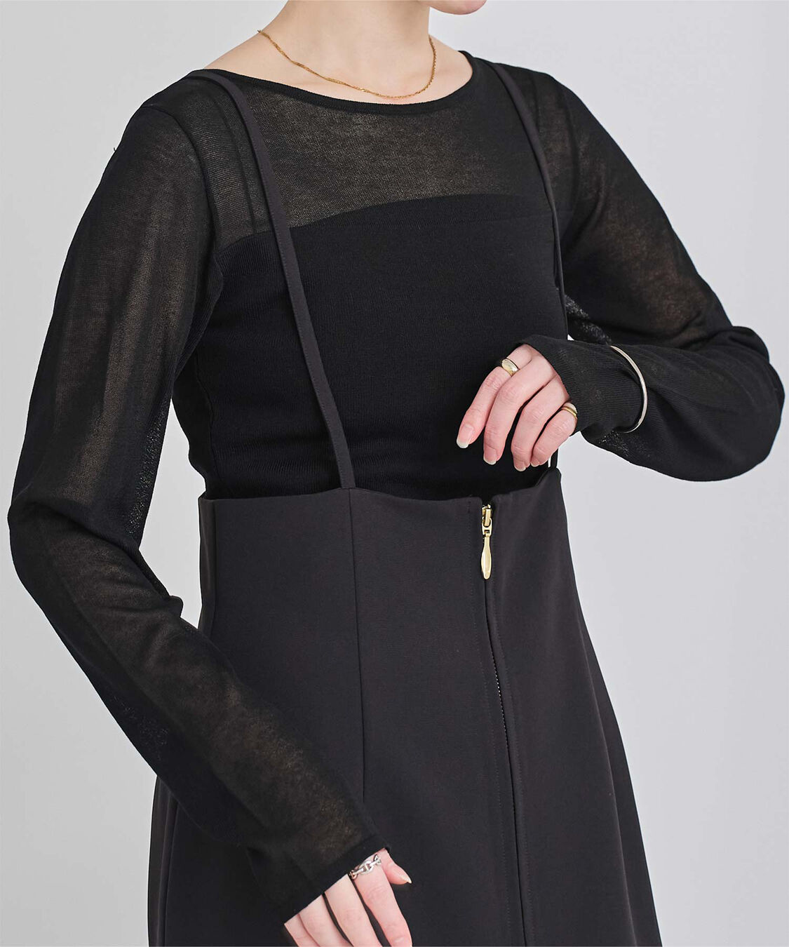 ur's「シアー切替ボートネックニット」|Tシャツ・カットソー|