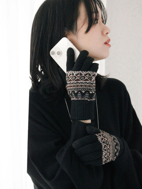 Samansa Mos2 blue「【スマホ対応】裏起毛JQDグローブ」|手袋|