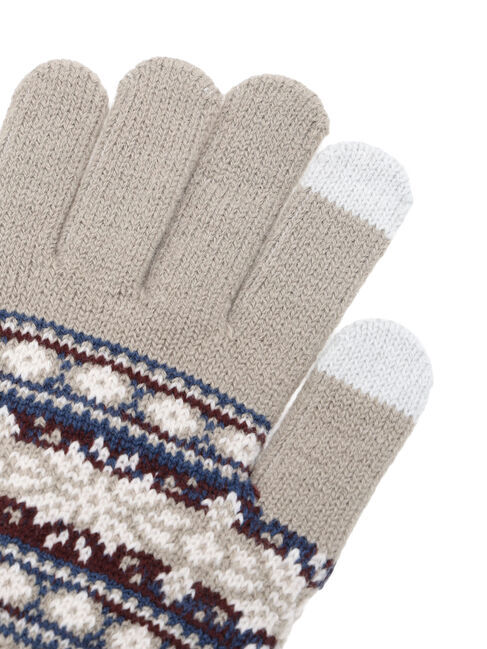 Samansa Mos2 blue「【スマホ対応】裏起毛雪柄グローブ」|手袋|