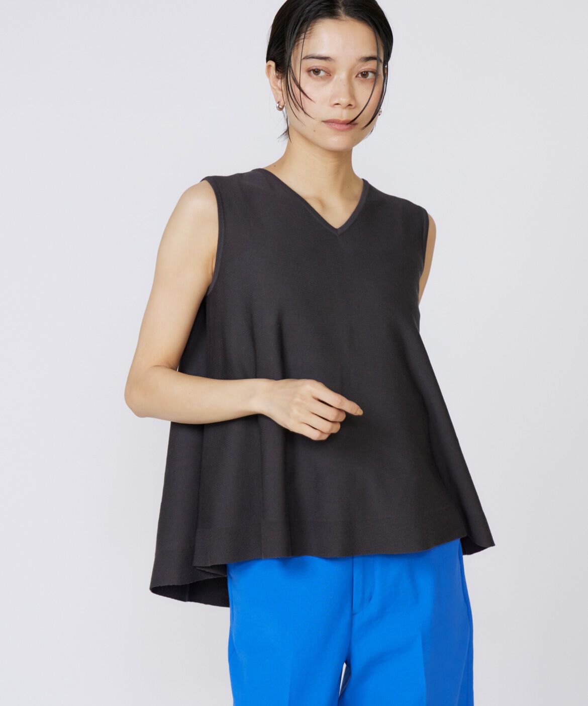 INED「Aラインニットプルオーバー」|ニット・セーター|チャコールグ 3