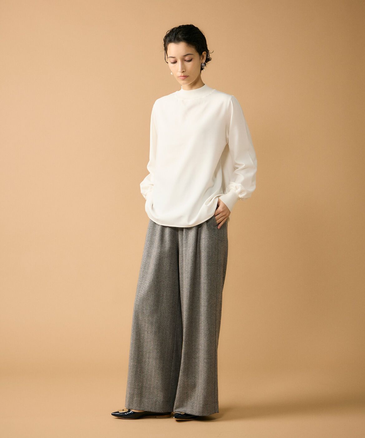 Le Souk「《大きいサイズ》リブボトルネックプルオーバー」|Tシャツ・カットソー|