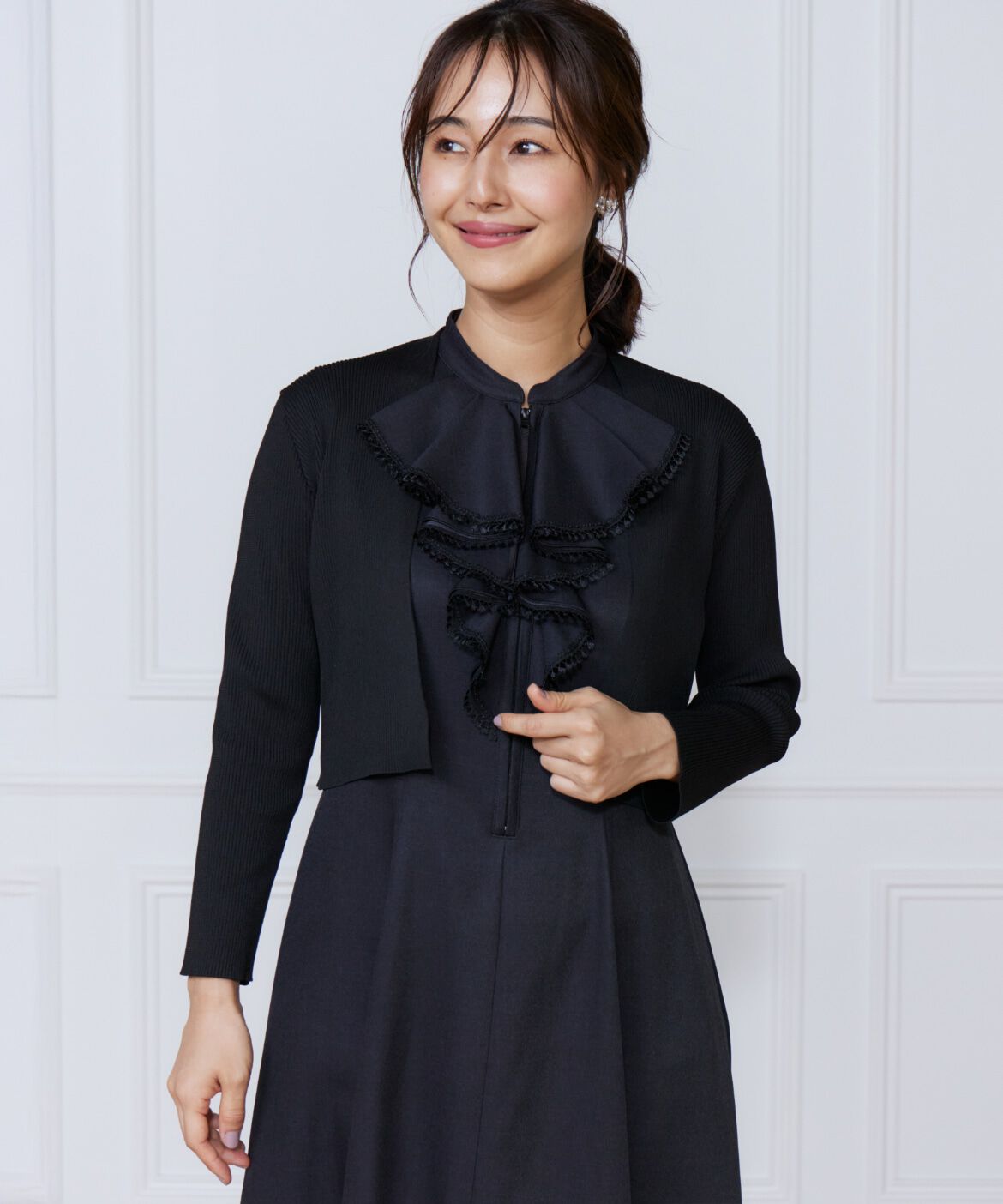 ef-de Black「リブショート丈ボレロ」|カーディガン|