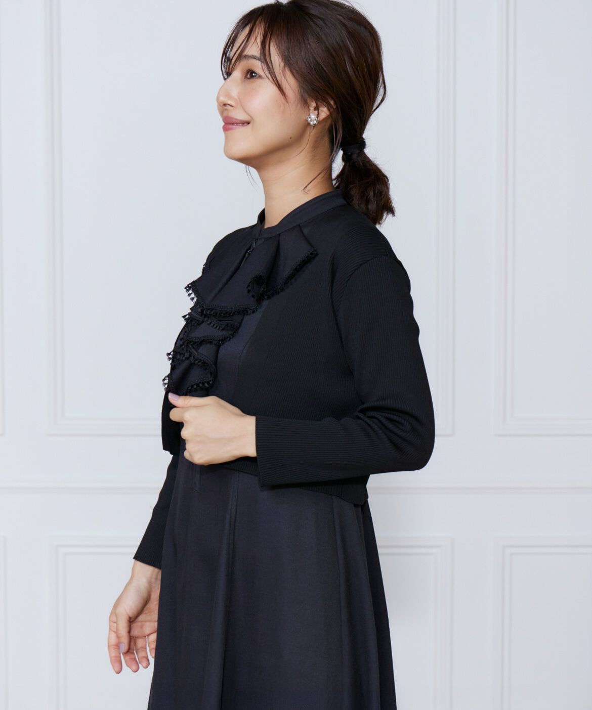 ef-de Black「リブショート丈ボレロ」|カーディガン|