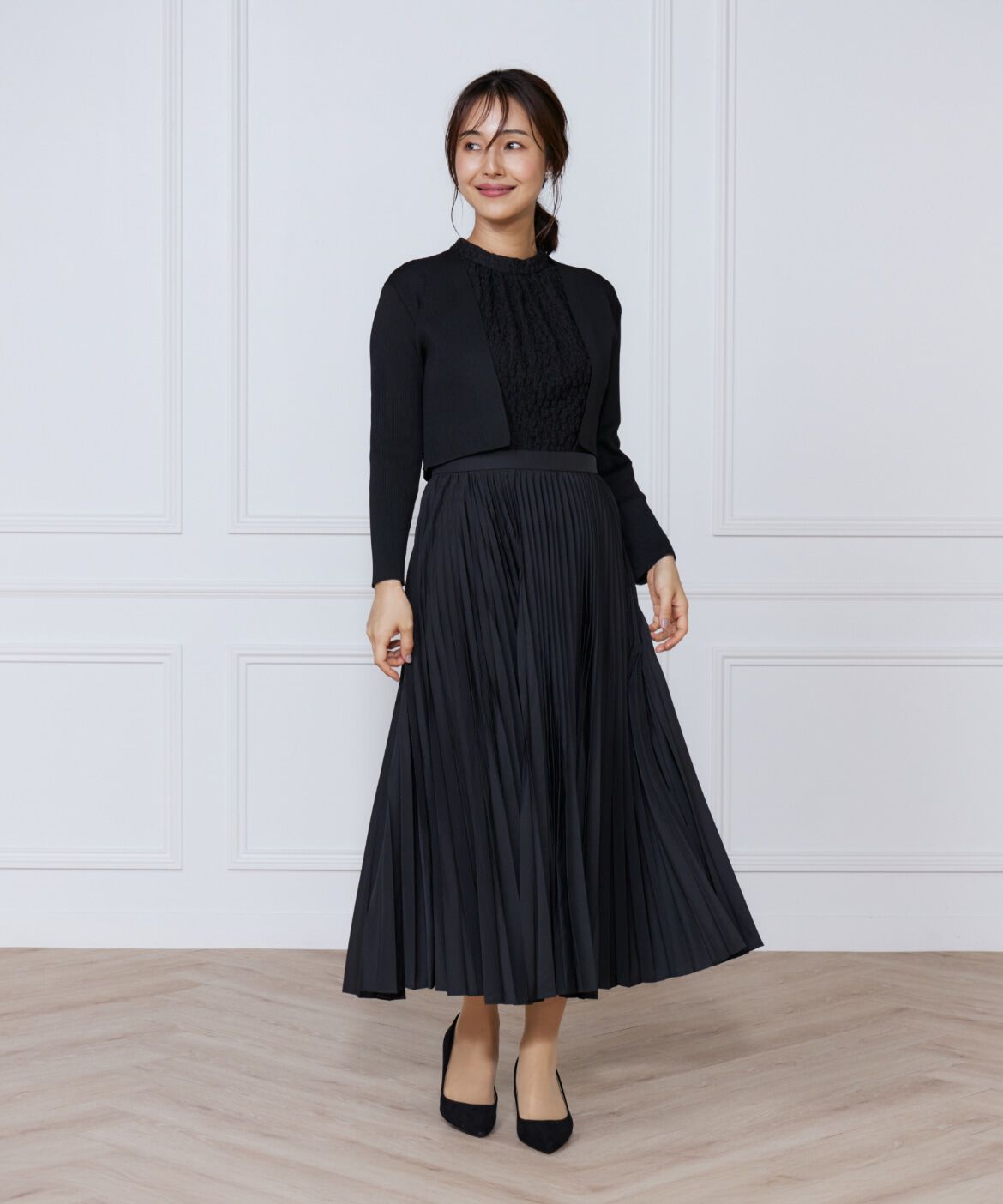 ef-de Black「リブショート丈ボレロ」|カーディガン|