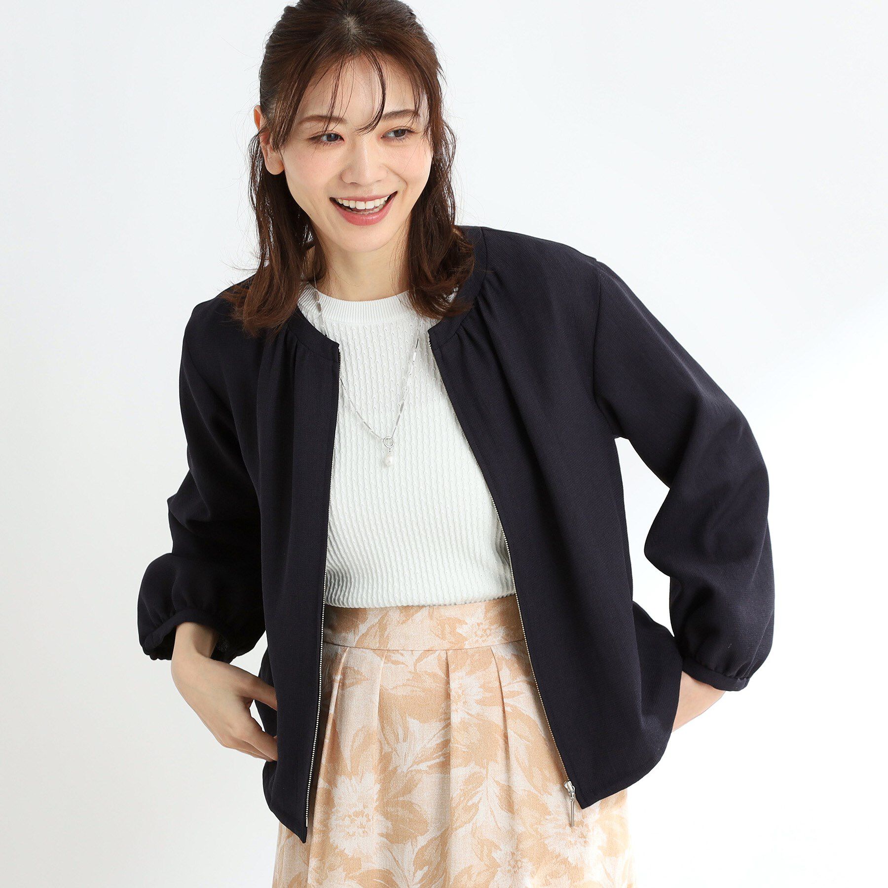 Reflect「【夏SALE／手洗い可】ジップアップメッシュブルゾン」|ブルゾン・スタジャン|ネイビー(094)