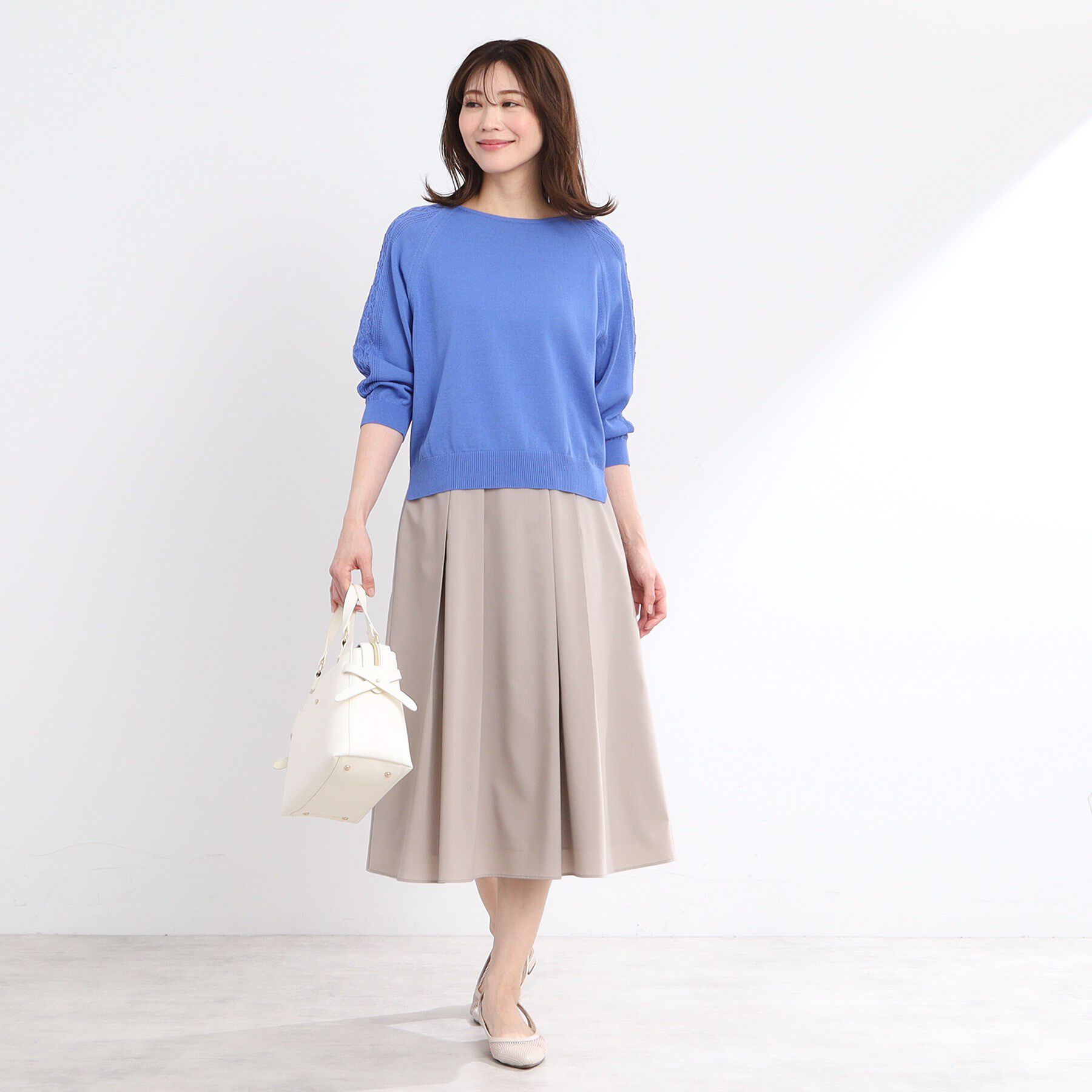 Reflect「【WEB先行カラーあり／手洗い可】透かし柄スリーブニット」|ニット・セーター|