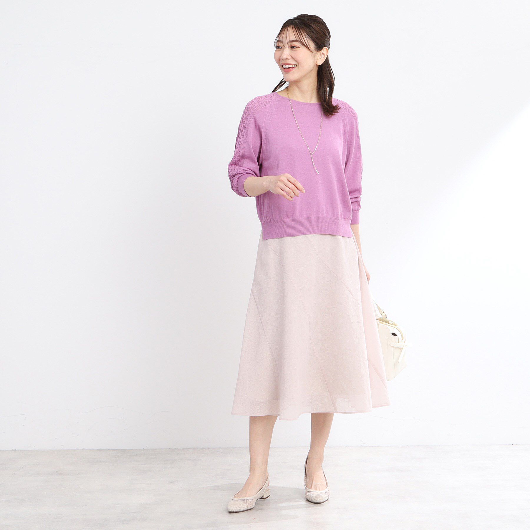 Reflect「【WEB先行カラーあり／手洗い可】透かし柄スリーブニット」|ニット・セーター|