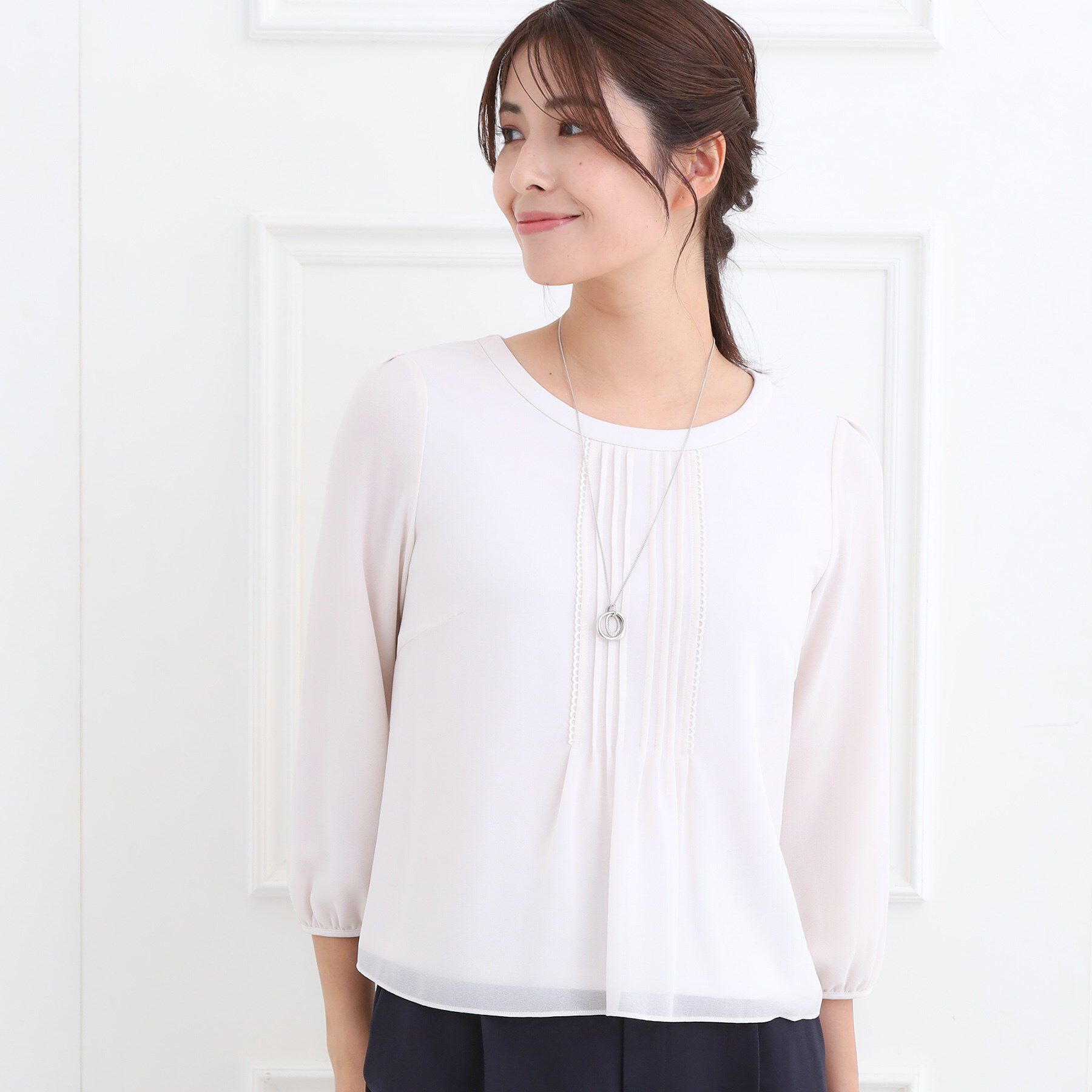 Reflect「【フォーマル／入卒／お仕事に◎】ピンタック&times;スカラレースブラウス」|シャツ・ブラウス|