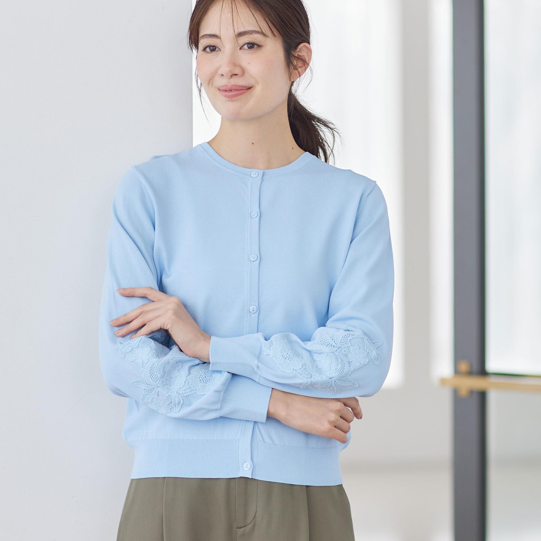 Reflect「レースデザインスリーブカーディガン」|カーディガン|