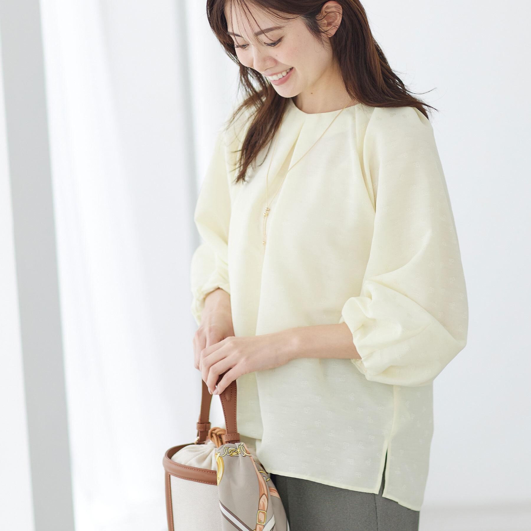 Reflect「ボリュームスリーブサテンジャカードブラウス」|シャツ・ブラウス|