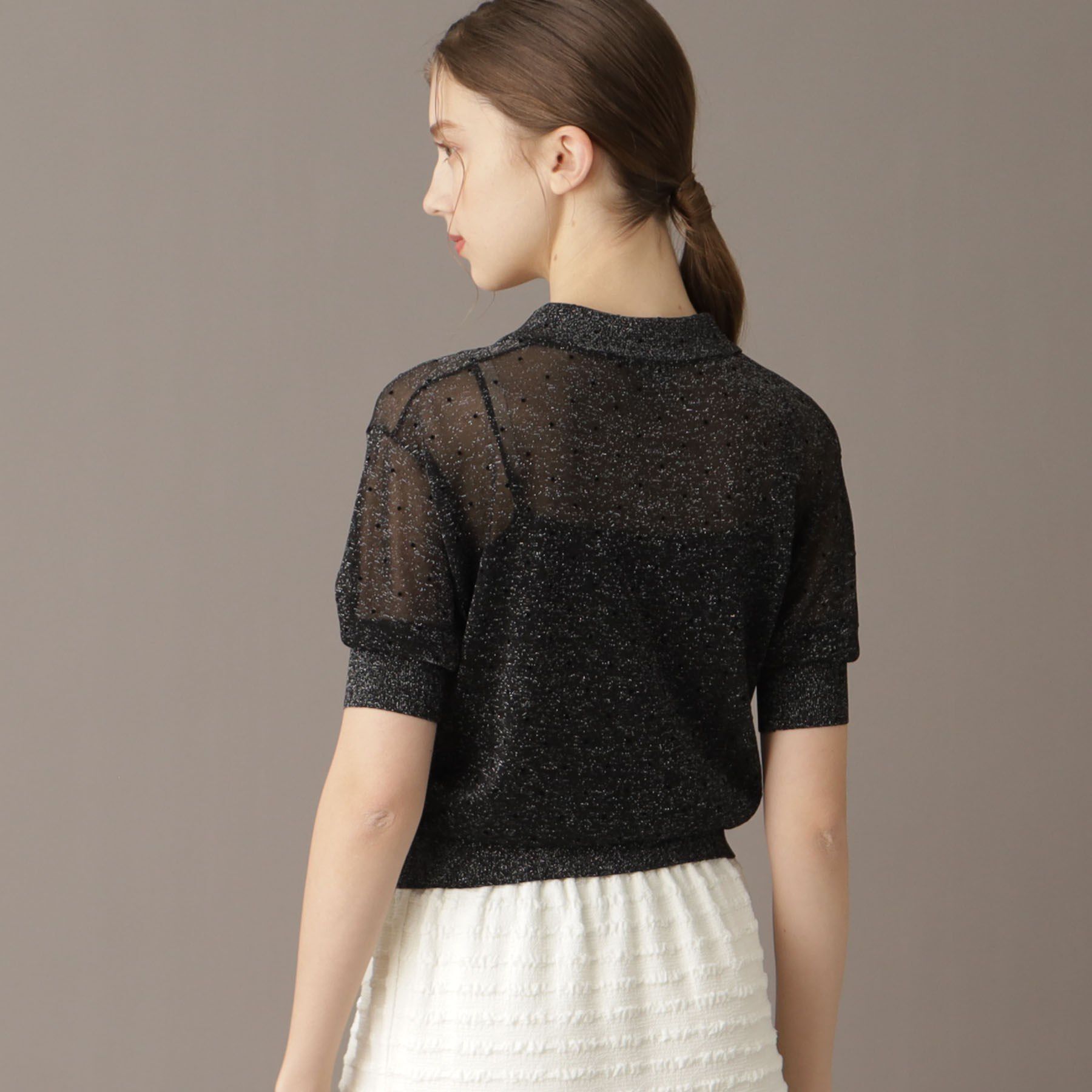 DRESSTERIOR「【大人百花春号掲載 モデル美香さん着用】ドットシアーポロニット」|ポロシャツ|