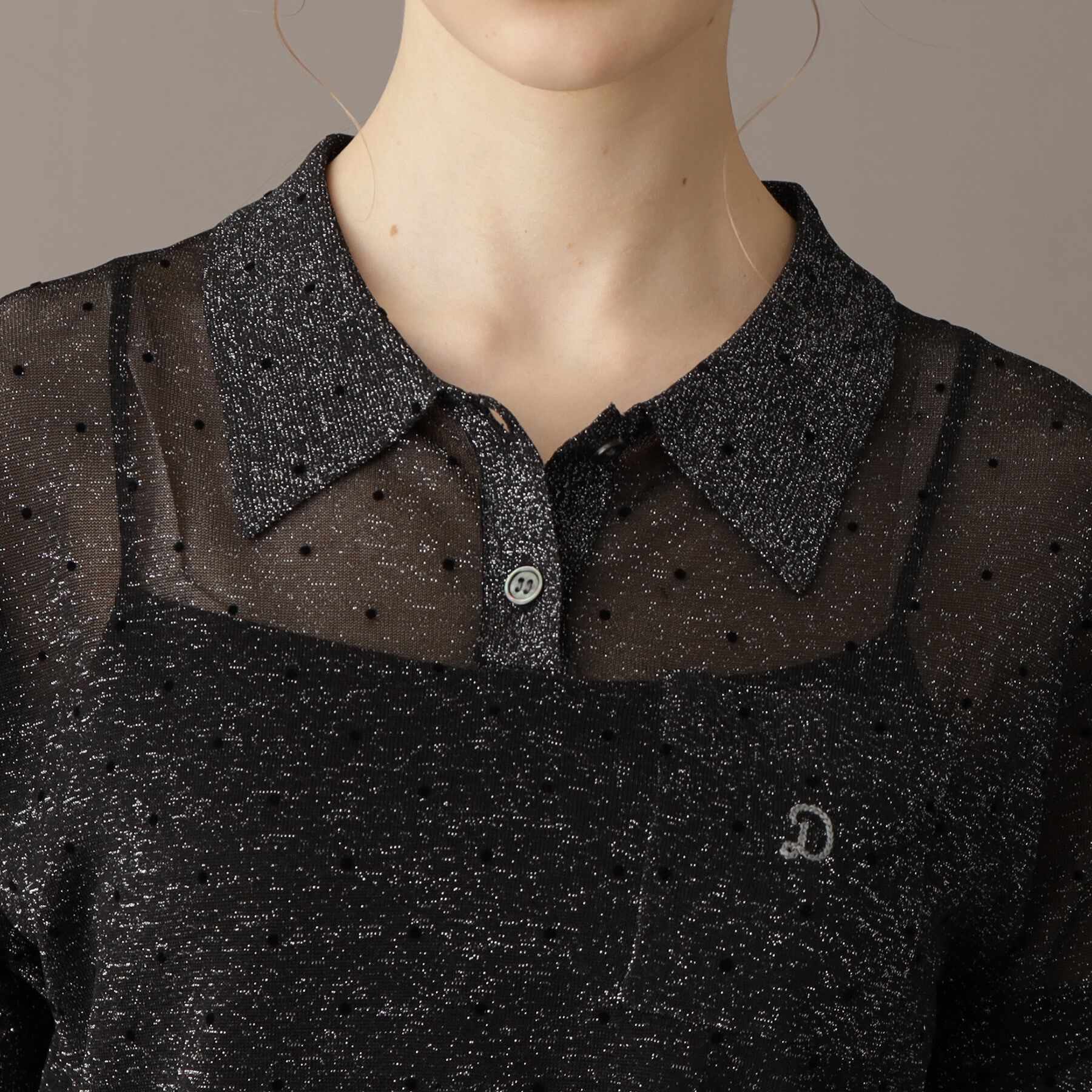 DRESSTERIOR「【大人百花春号掲載 モデル美香さん着用】ドットシアーポロニット」|ポロシャツ|