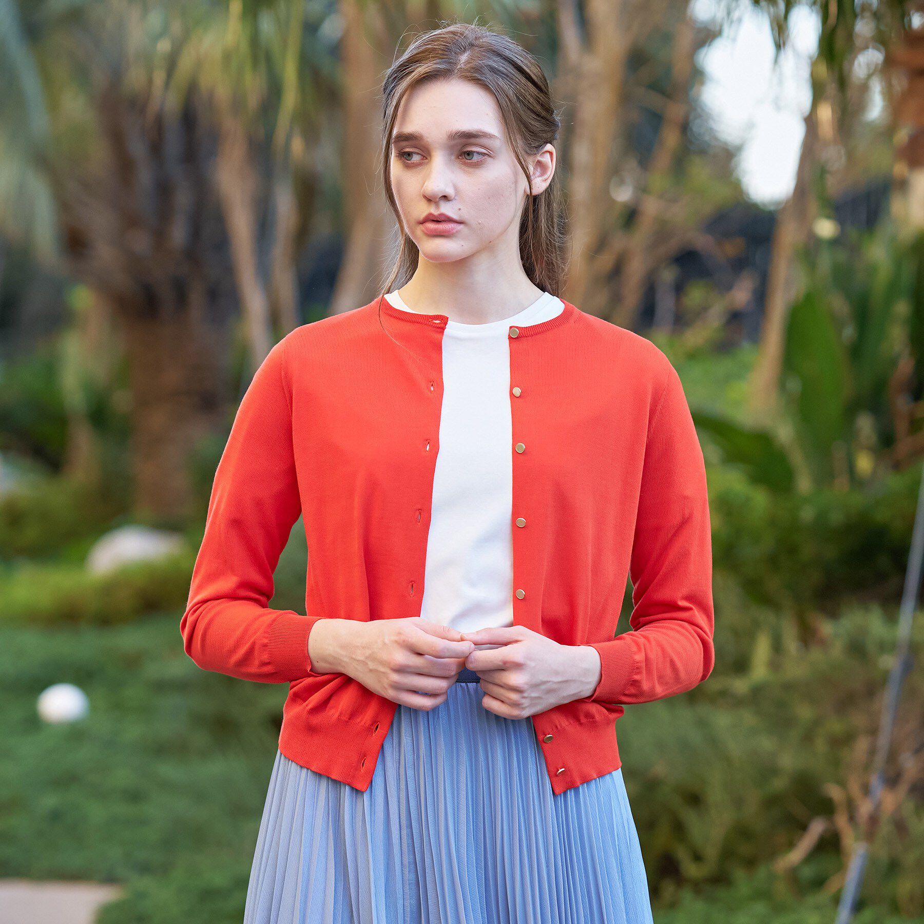 DRESSTERIOR「コットンシルククルーネックカーディガン」|カーディガン|