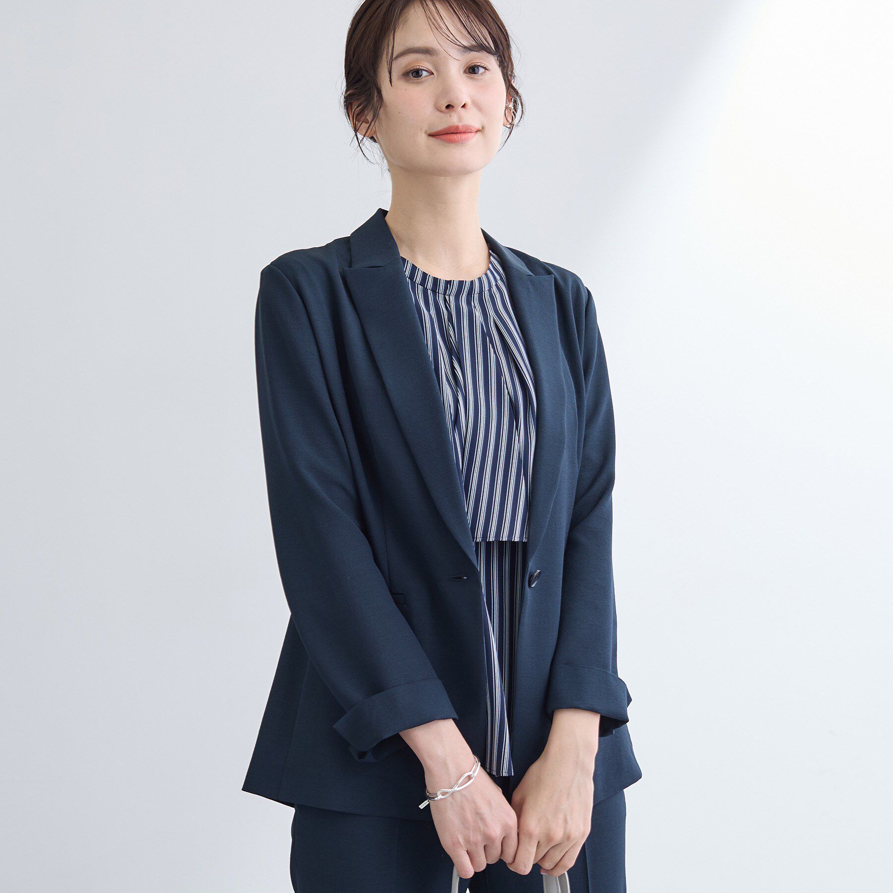 INDIVI「【洗える／UVケア／麻調】シングルジャケット」|テーラードジャケット|