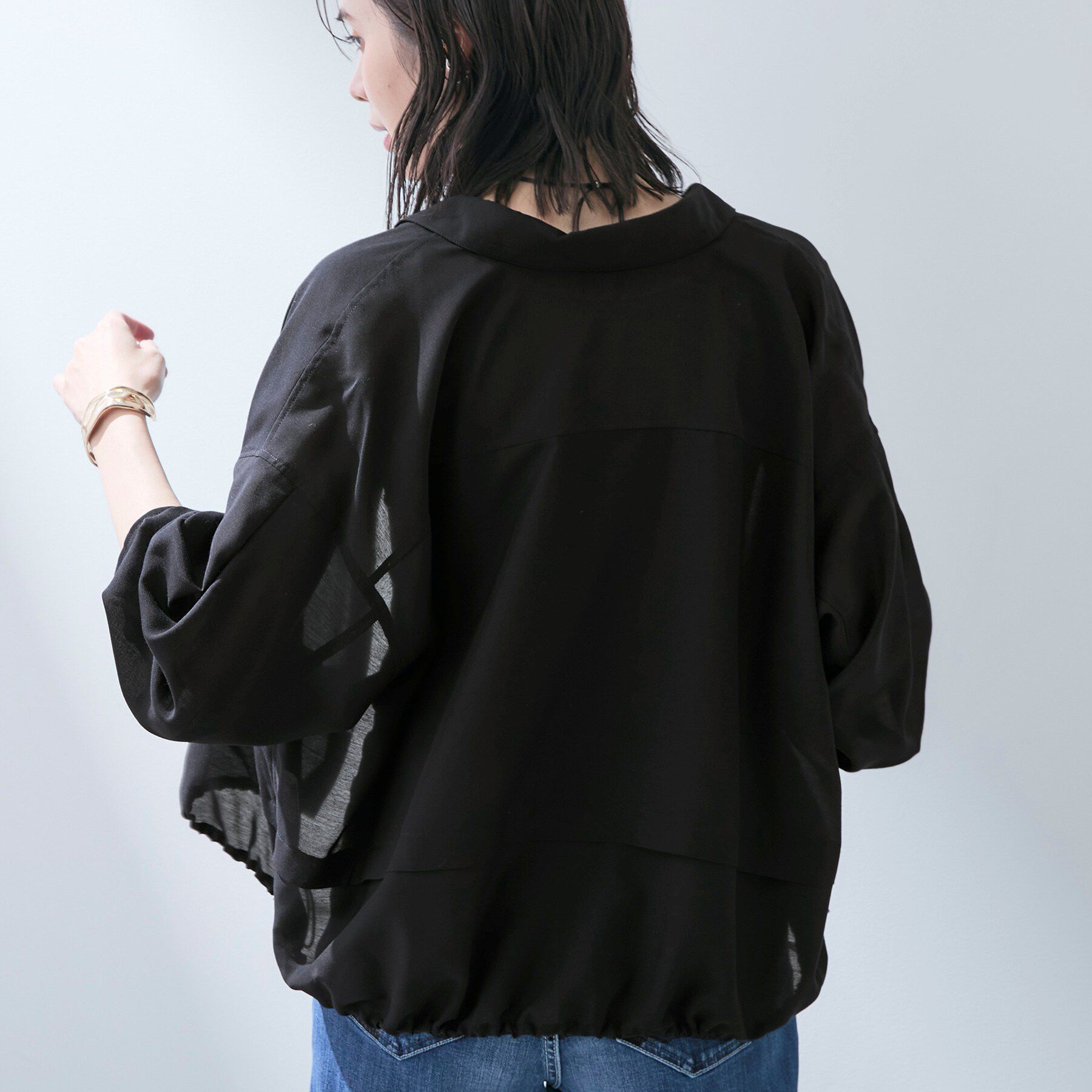 INDIVI「【洗える／2WAY】ドロスト付 シアーシャンブレーシャツ」|シャツ・ブラウス|