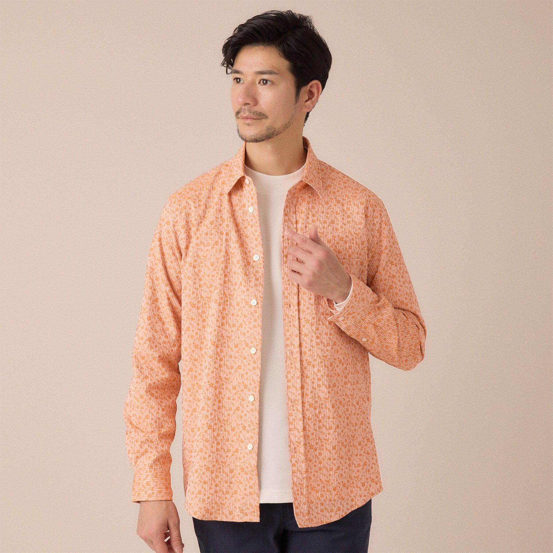 TAKEO KIKUCHI「播州 ドビーストライプ フラワーシャツ」|シャツ・ブラウス|