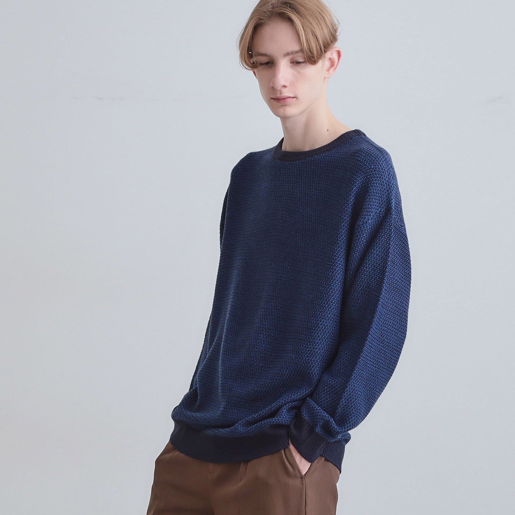tk.TAKEO KIKUCHI「バーズアイライクボーダーニット」|ニット・セーター|ネイビー(294)