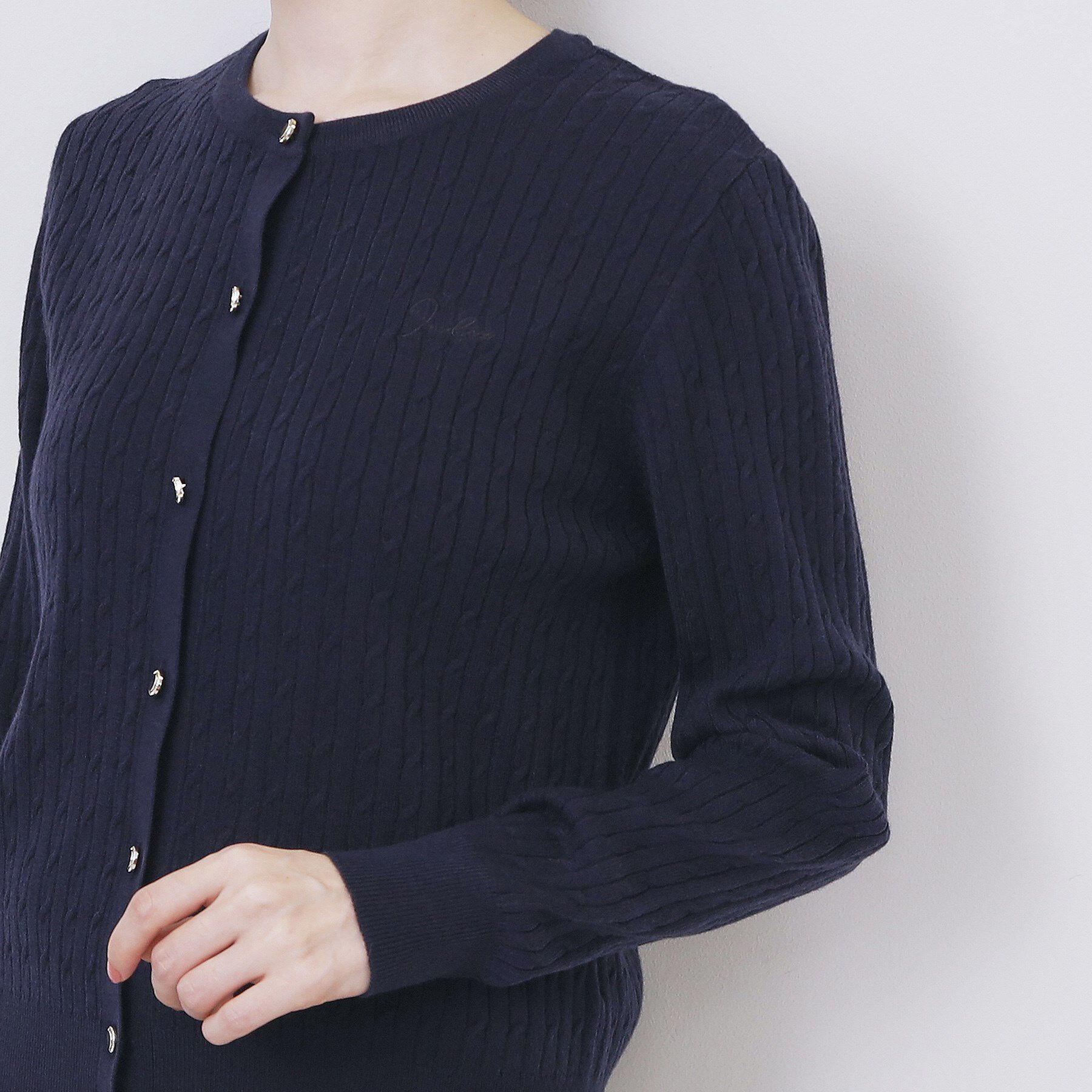 index「クルーネックケーブルカーディガン【洗濯機OK】」|カーディガン|