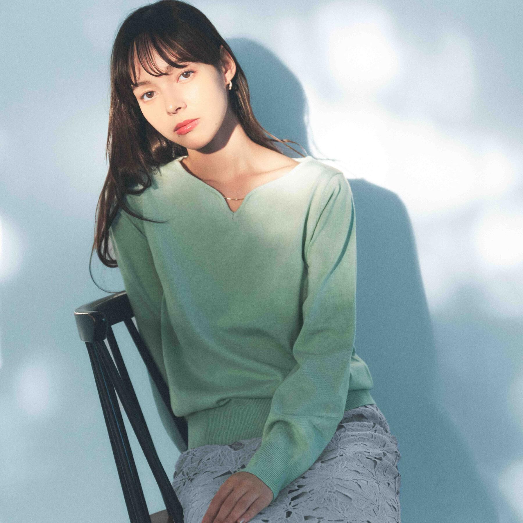 index「ゴールドパーツ付きハートネックニット【洗濯機OK】」|ニット・セーター|