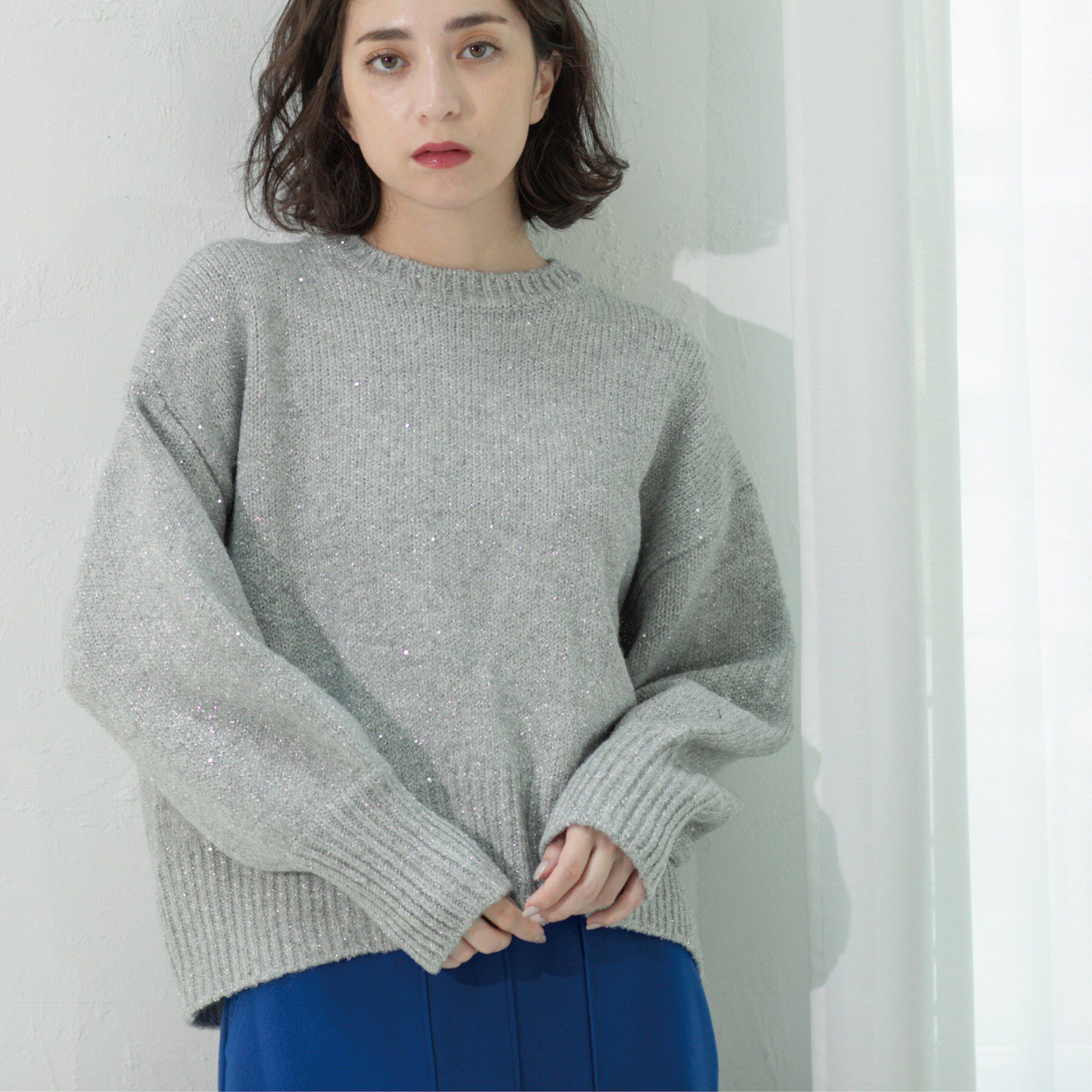 OPAQUE.CLIP「スパンコールラメニット【洗える】」|ニット・セーター|