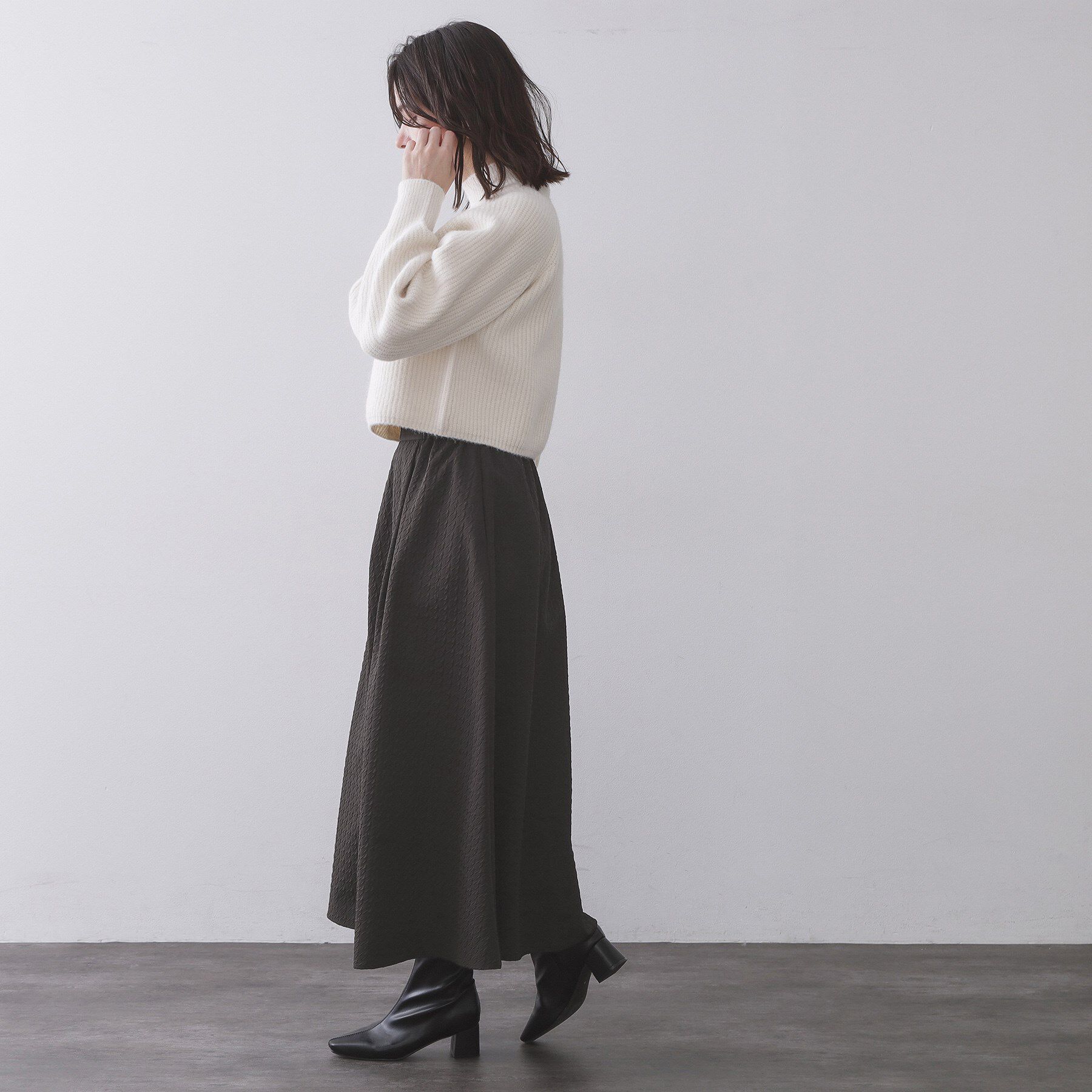 OPAQUE.CLIP「チドリエンボスフレアスカート【洗濯機OK】」|スカート|