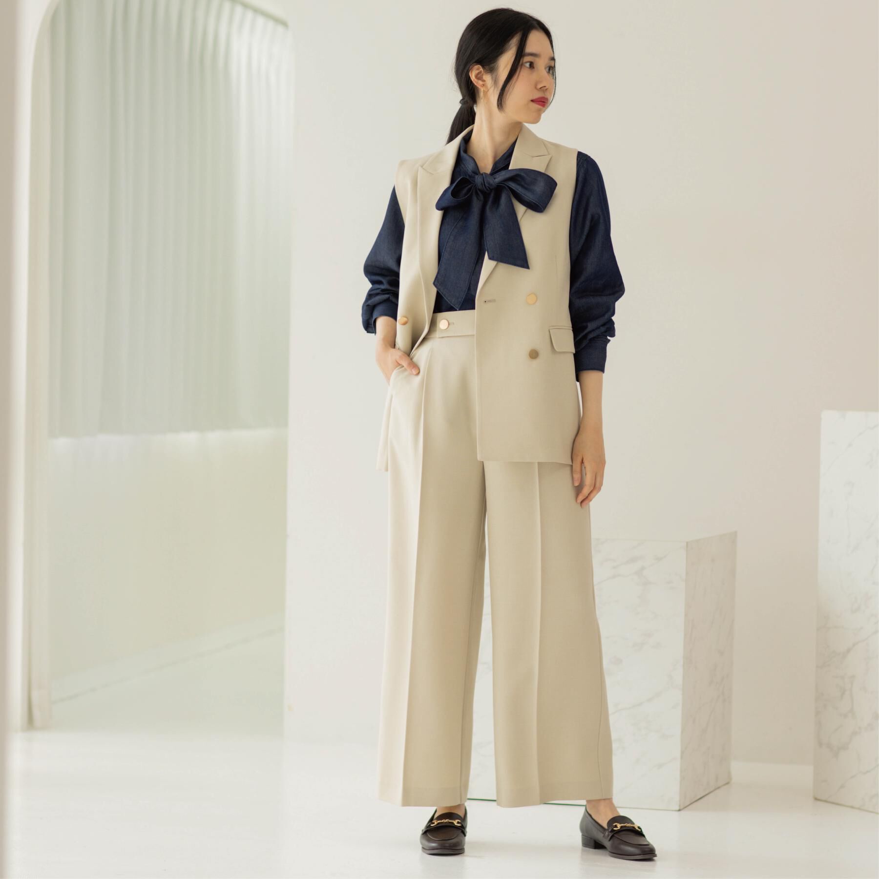 OPAQUE.CLIP「金ボタンダブルブレストテーラードジレ/セットアップ対応【洗える】《S～LL》」|ベスト・ジレ|