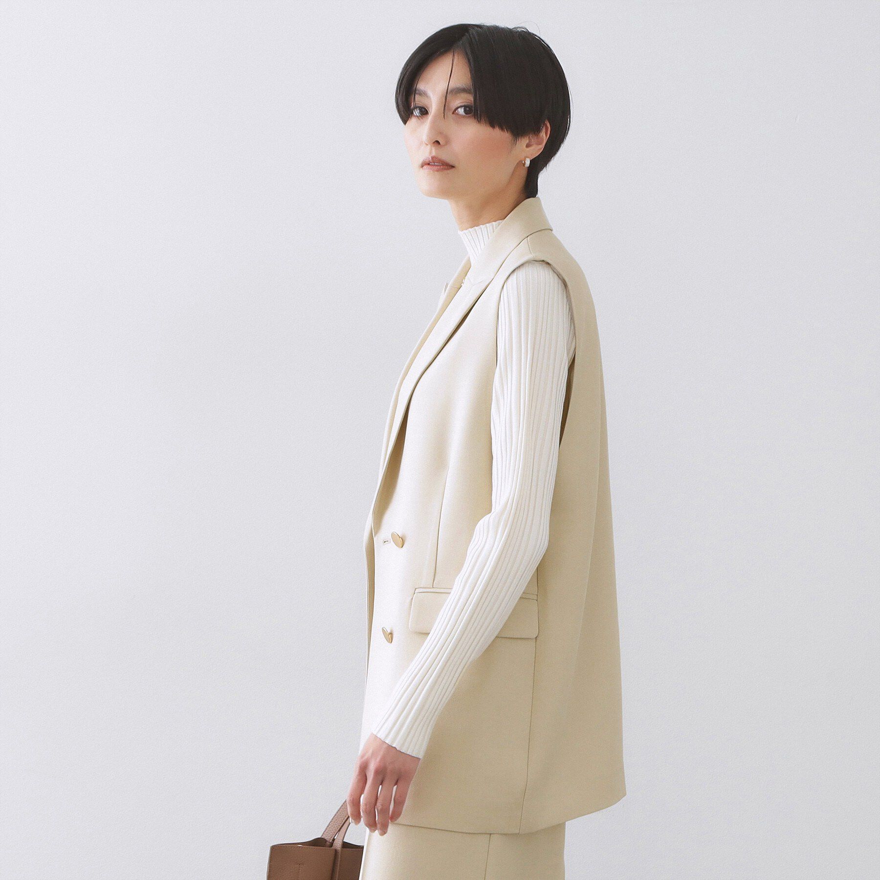 OPAQUE.CLIP「金ボタンダブルブレストテーラードジレ/セットアップ対応【洗える】《S～LL》」|ベスト・ジレ|