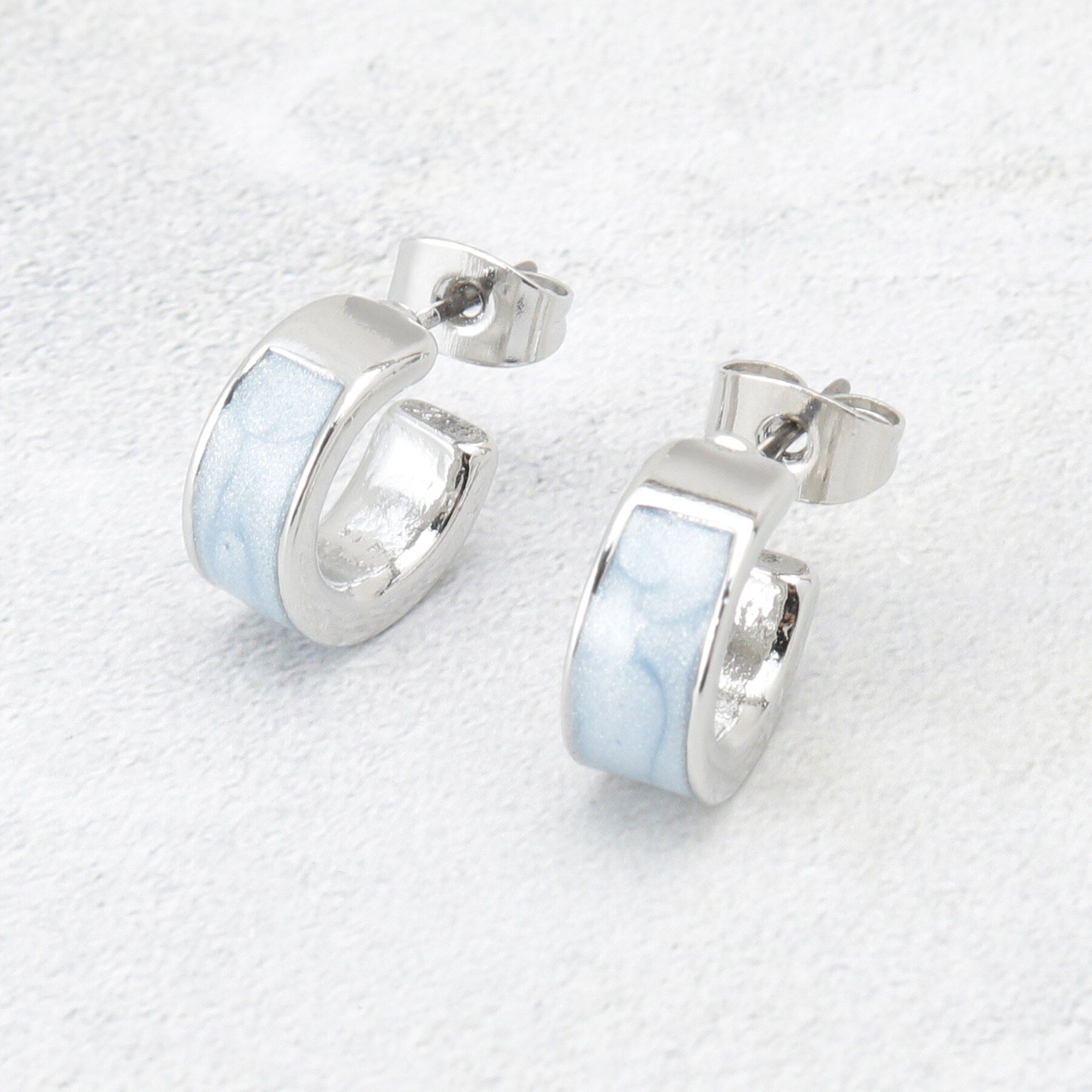 OPAQUE.CLIP「エポマーブルエッジメタルリング」|ピアス|ブルー(092)