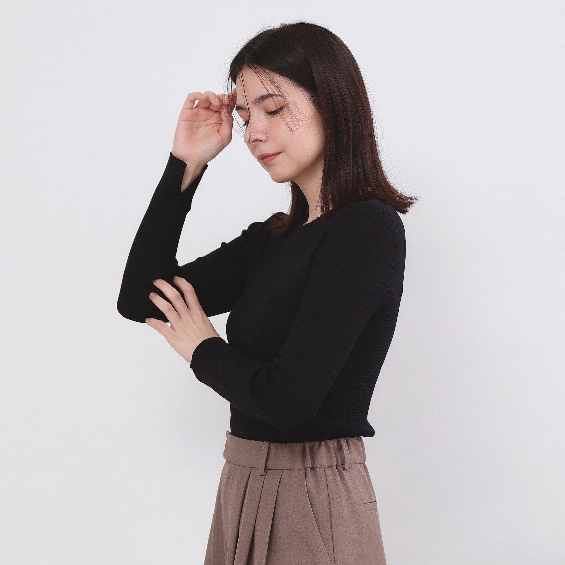 OPAQUE.CLIP「ラメリブニット【洗濯機OK】」|ニット・セーター|