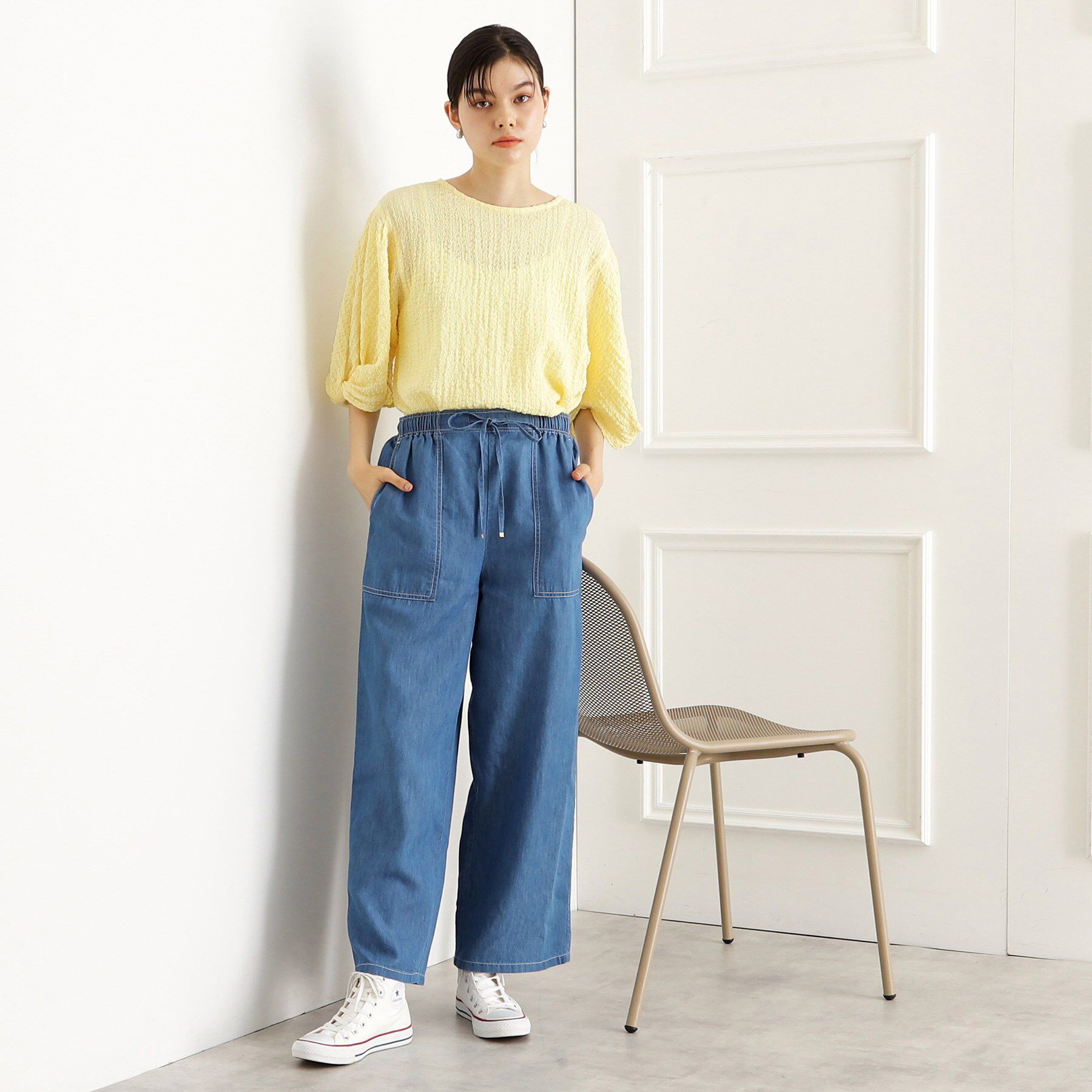 THE SHOP TK「【人気デザイン再入荷】ポコポコ袖タックプルオーバー/体型カバー/洗濯機OK」|Tシャツ・カットソー|