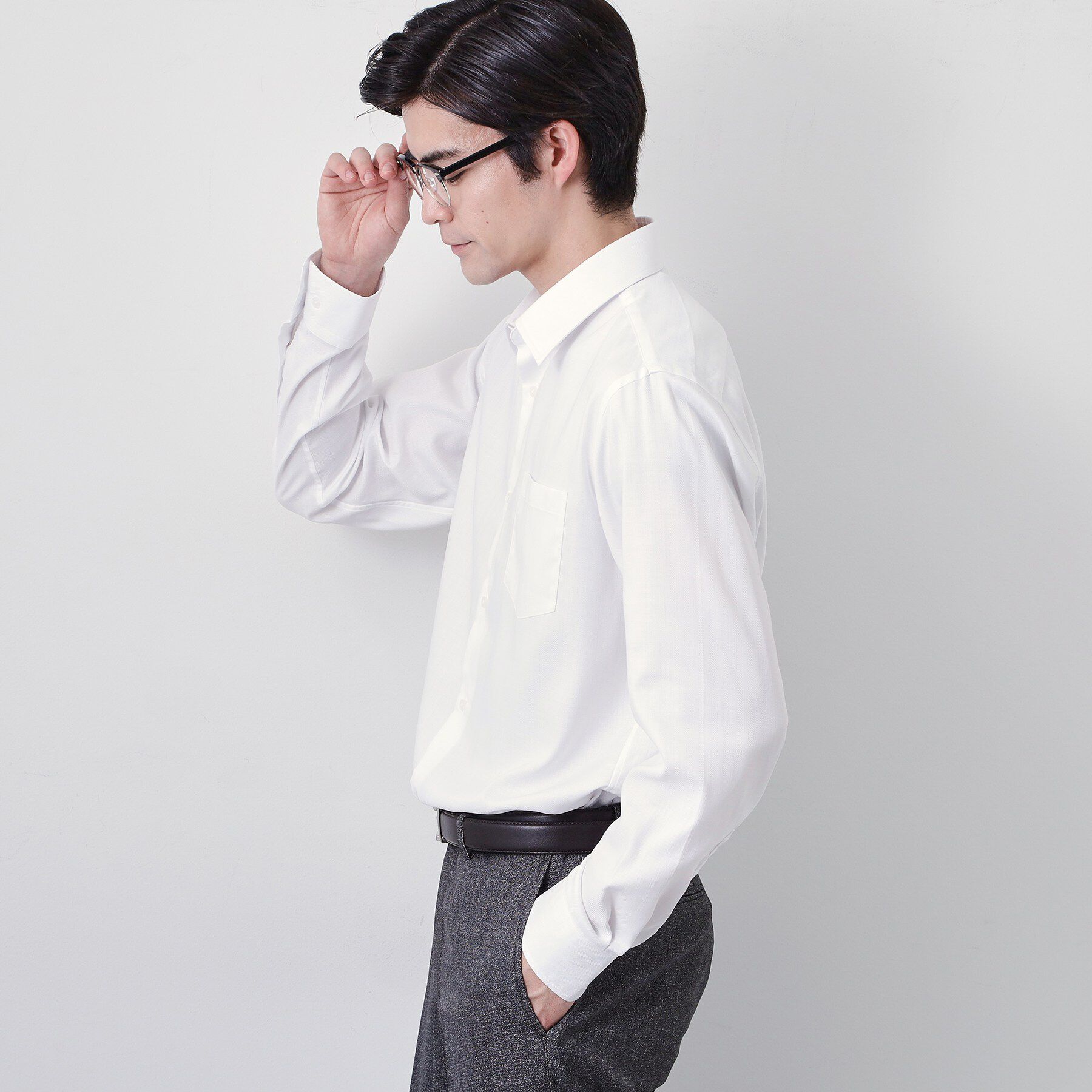 THE SHOP TK「【ビジネス/セレモニー】ドレスへリンボン長袖シャツ」|シャツ・ブラウス|