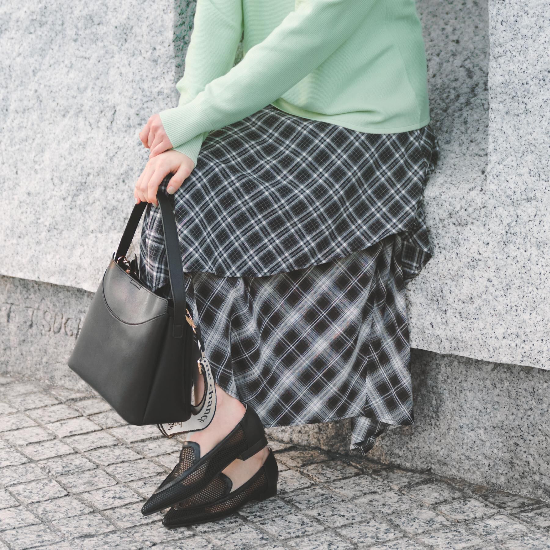 THE SHOP TK「チェックアシンメトリースカート」|スカート|