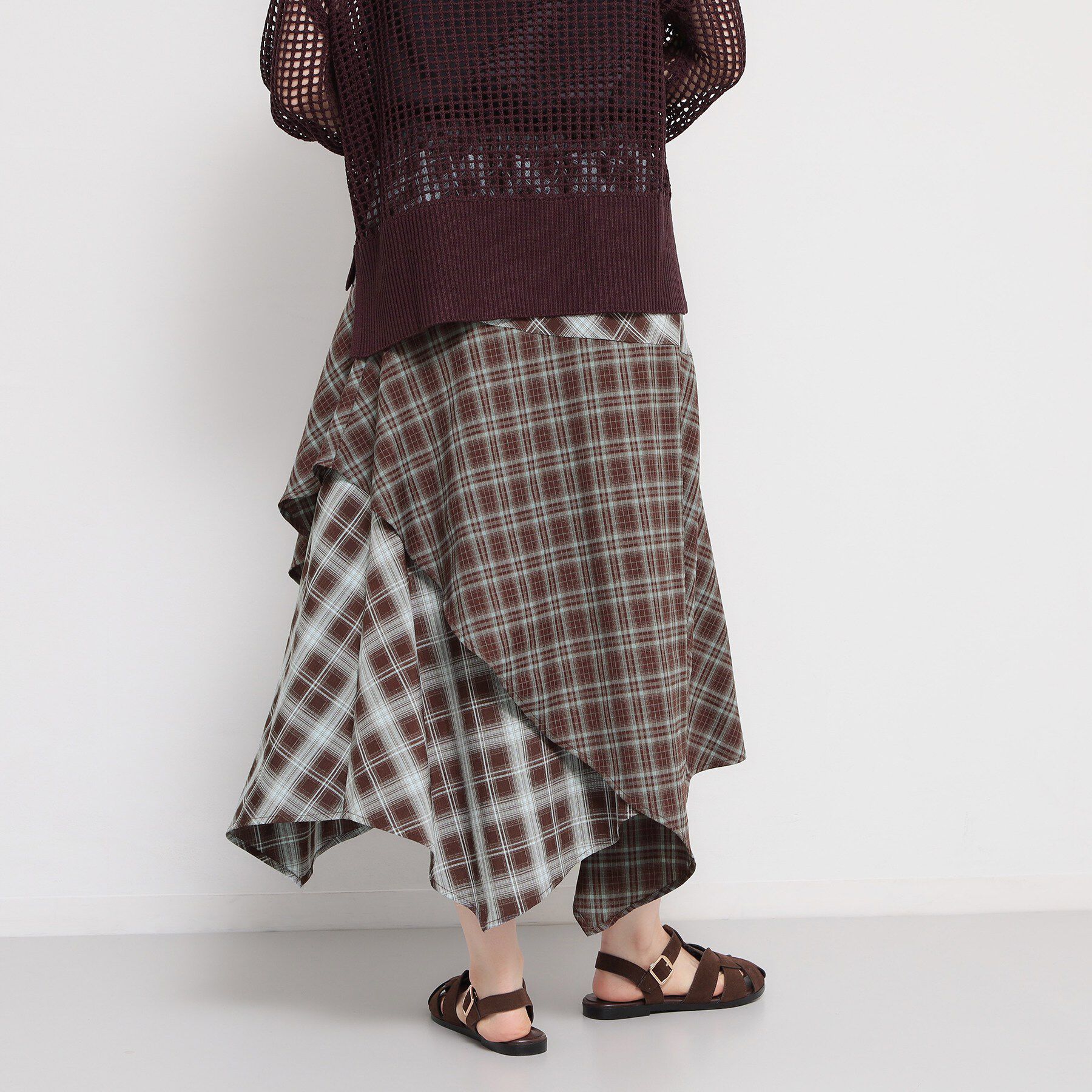 THE SHOP TK「チェックアシンメトリースカート」|スカート|