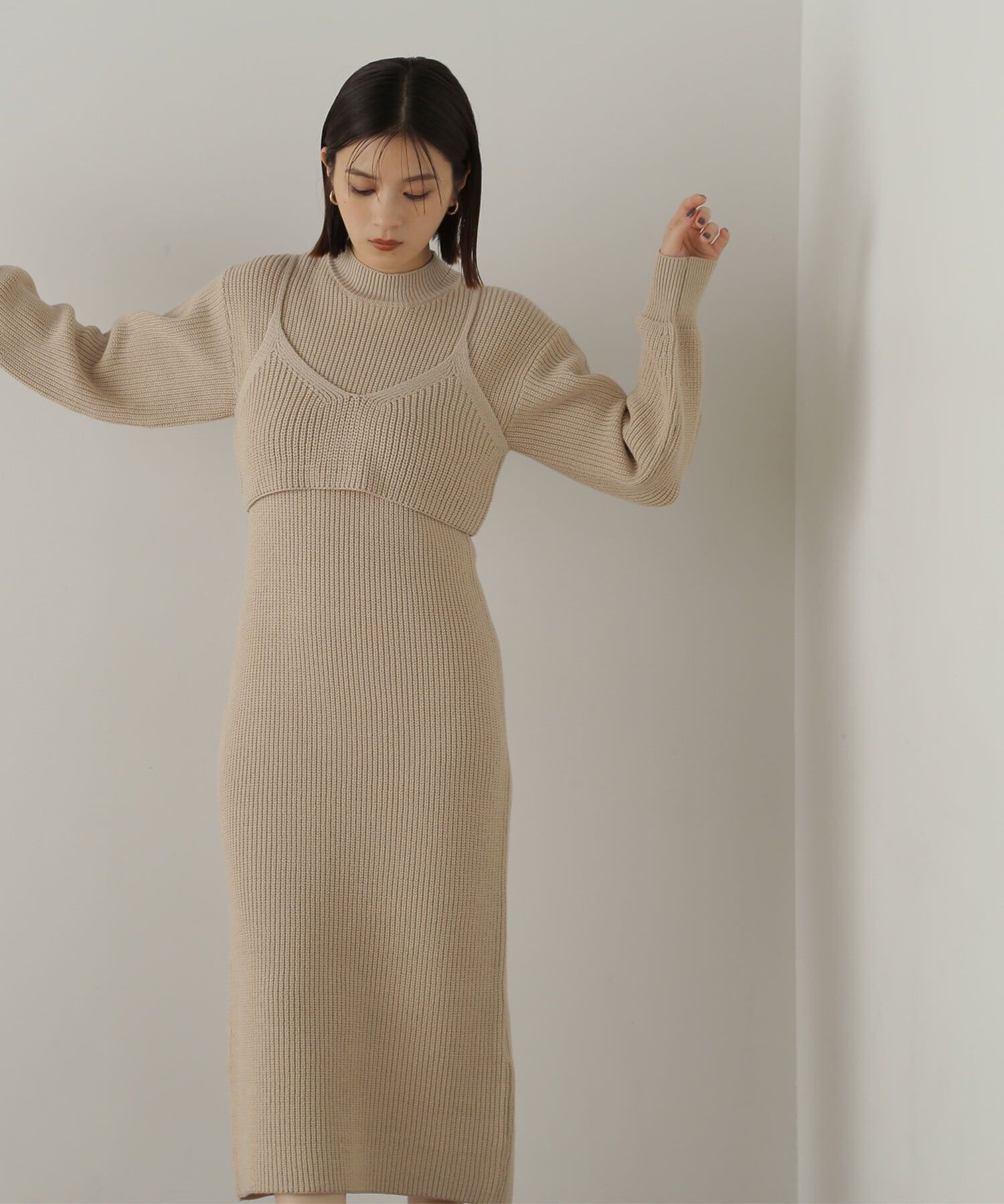  「コンパクトビスチェニットワンピース」|ワンピース|