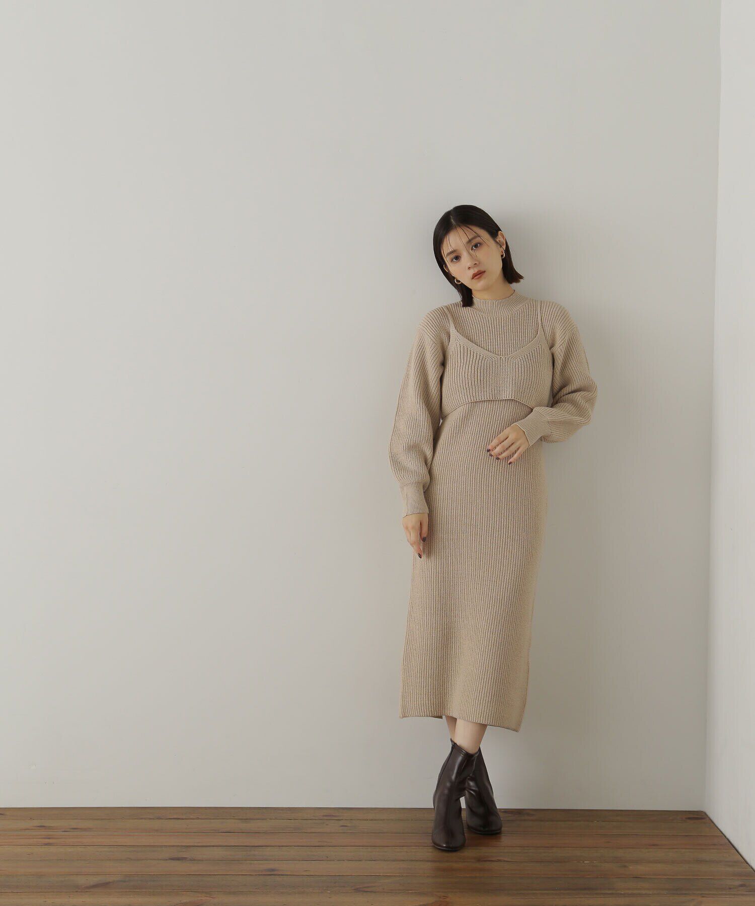  「コンパクトビスチェニットワンピース」|ワンピース|