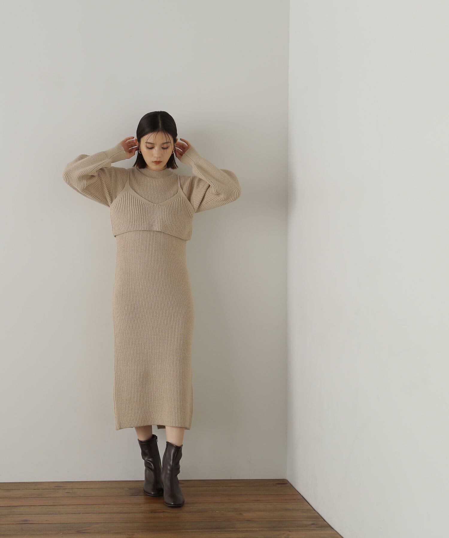  「コンパクトビスチェニットワンピース」|ワンピース|