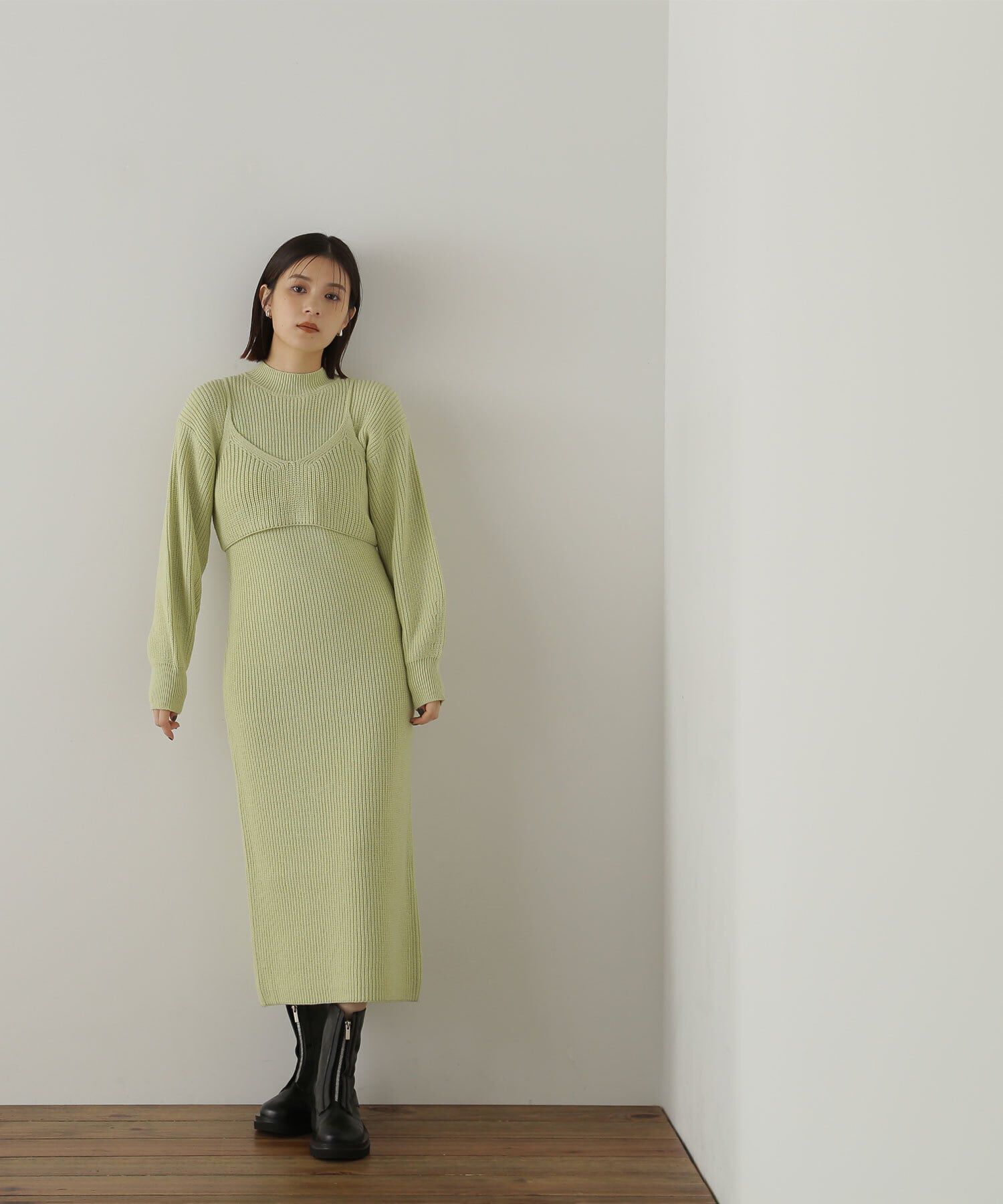  「コンパクトビスチェニットワンピース」|ワンピース|