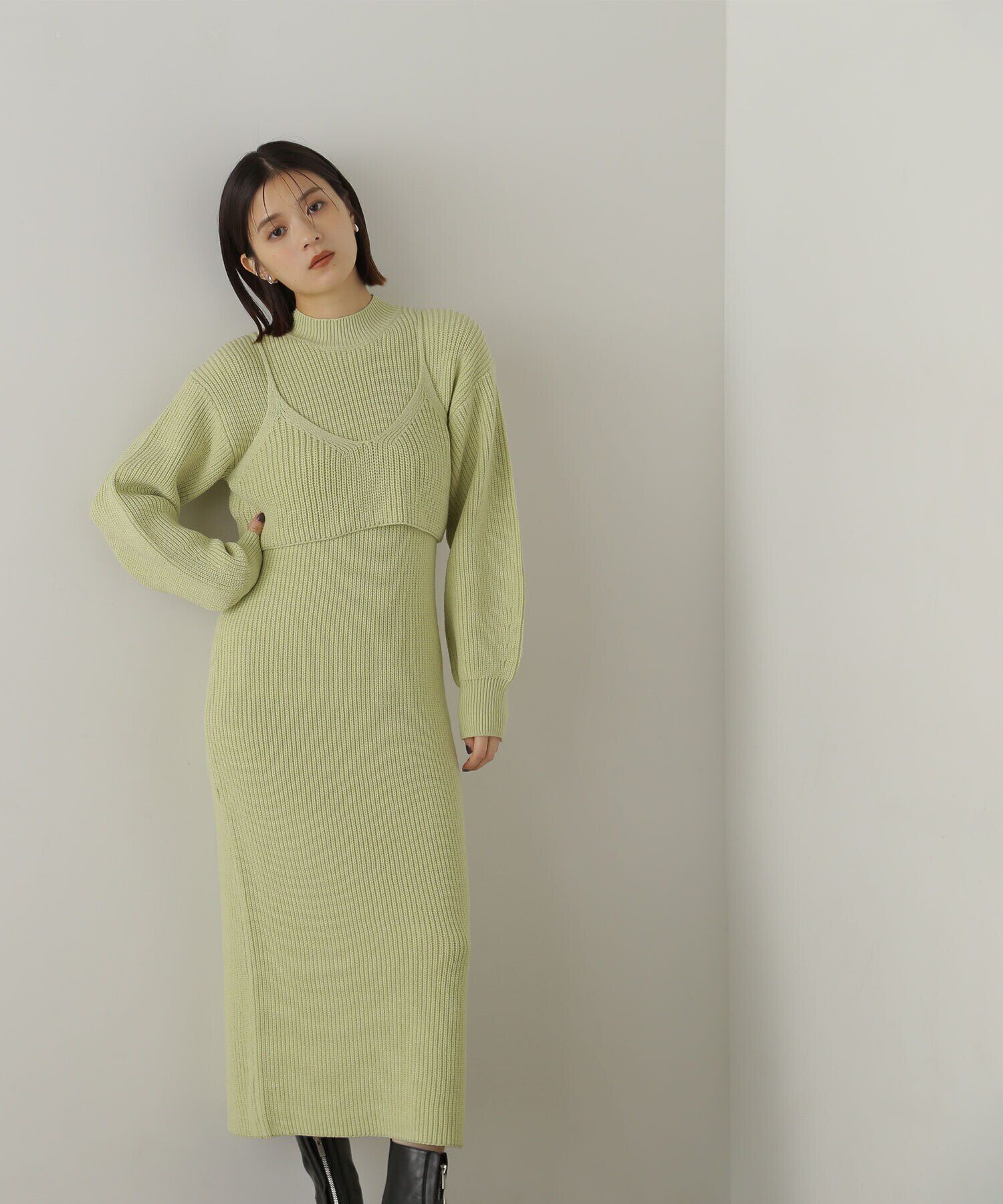  「コンパクトビスチェニットワンピース」|ワンピース|