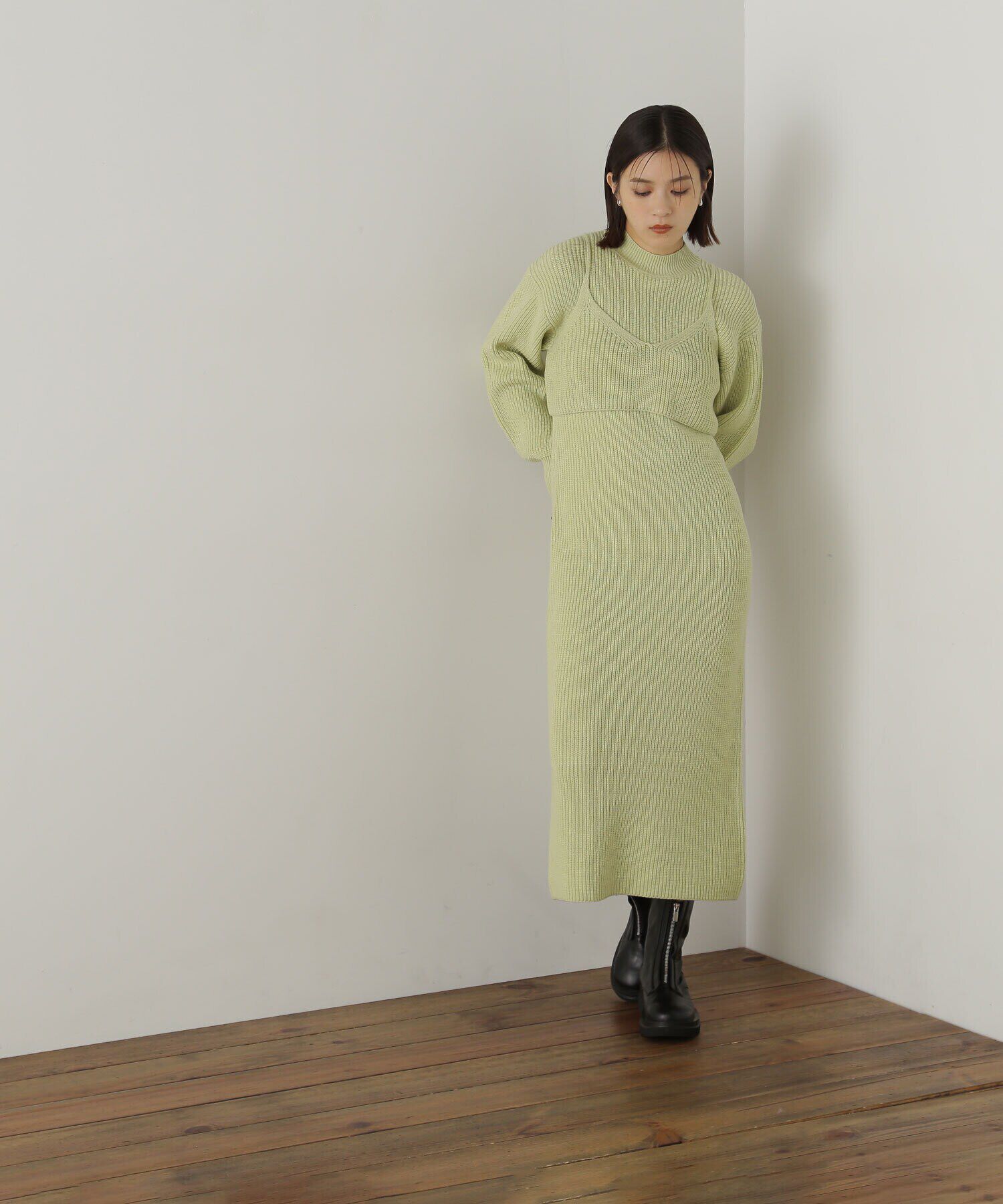  「コンパクトビスチェニットワンピース」|ワンピース|