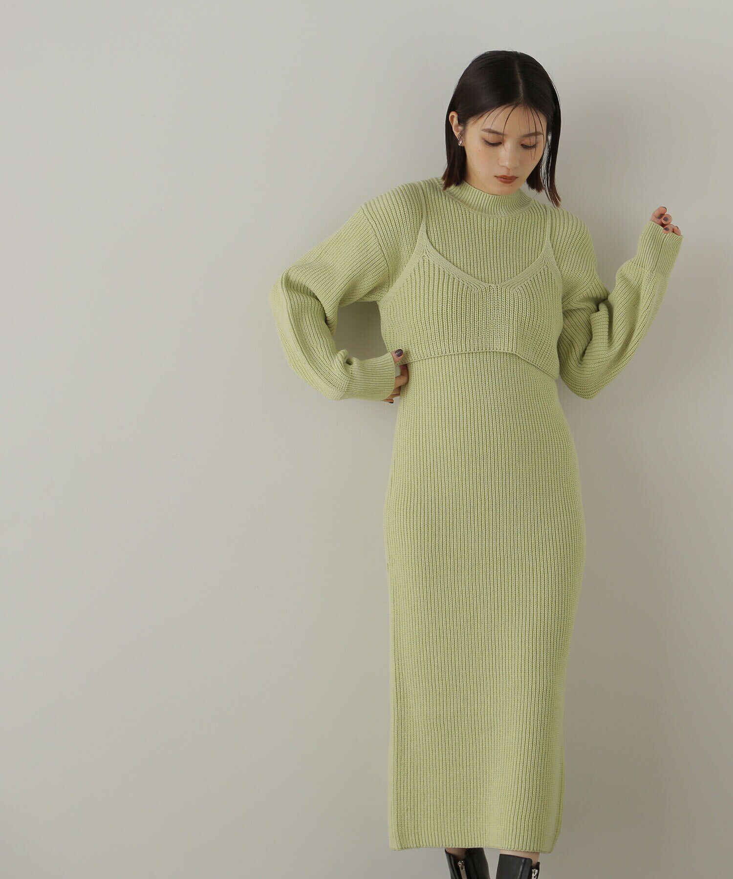  「コンパクトビスチェニットワンピース」|ワンピース|