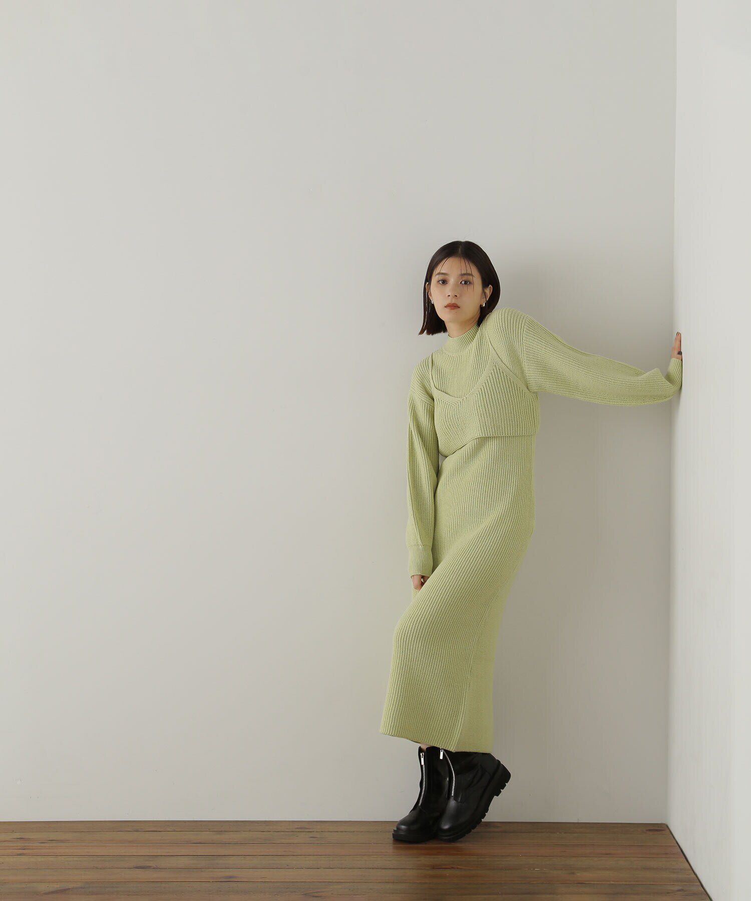  「コンパクトビスチェニットワンピース」|ワンピース|