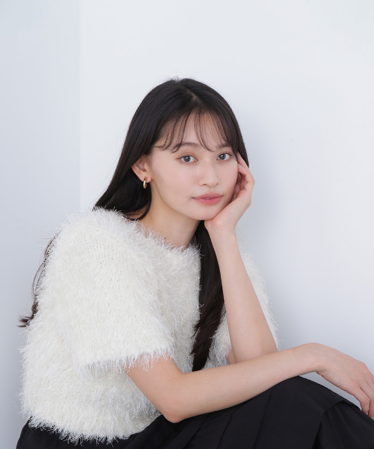  「ミックスシャギーニット」|ニット・セーター|オフホワイト1