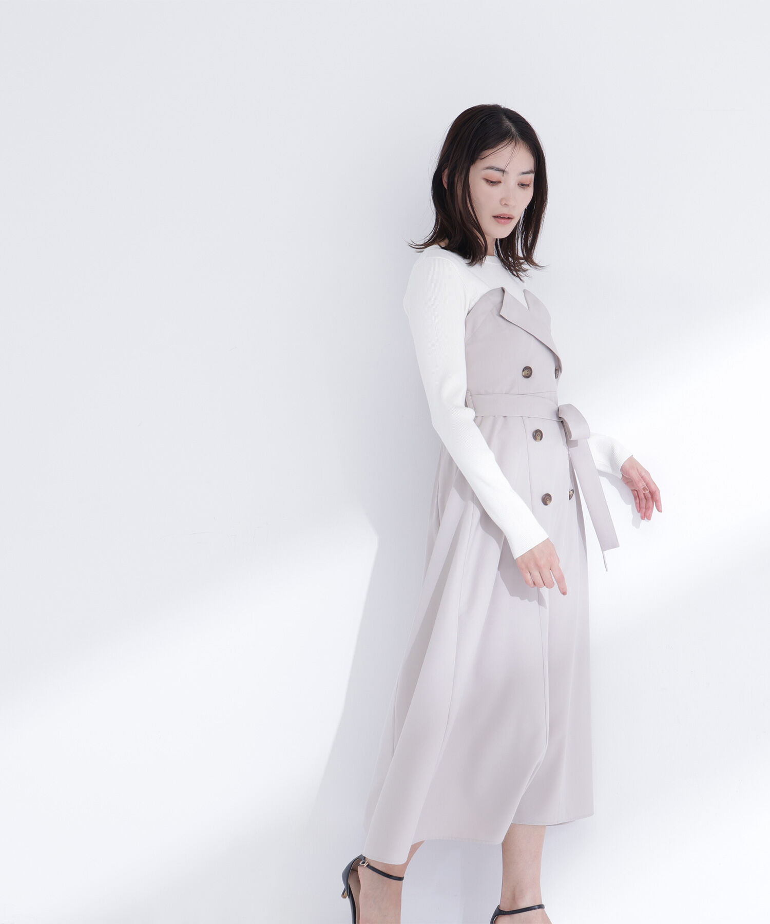  「トレンチディテールドッキングワンピース」|ワンピース|