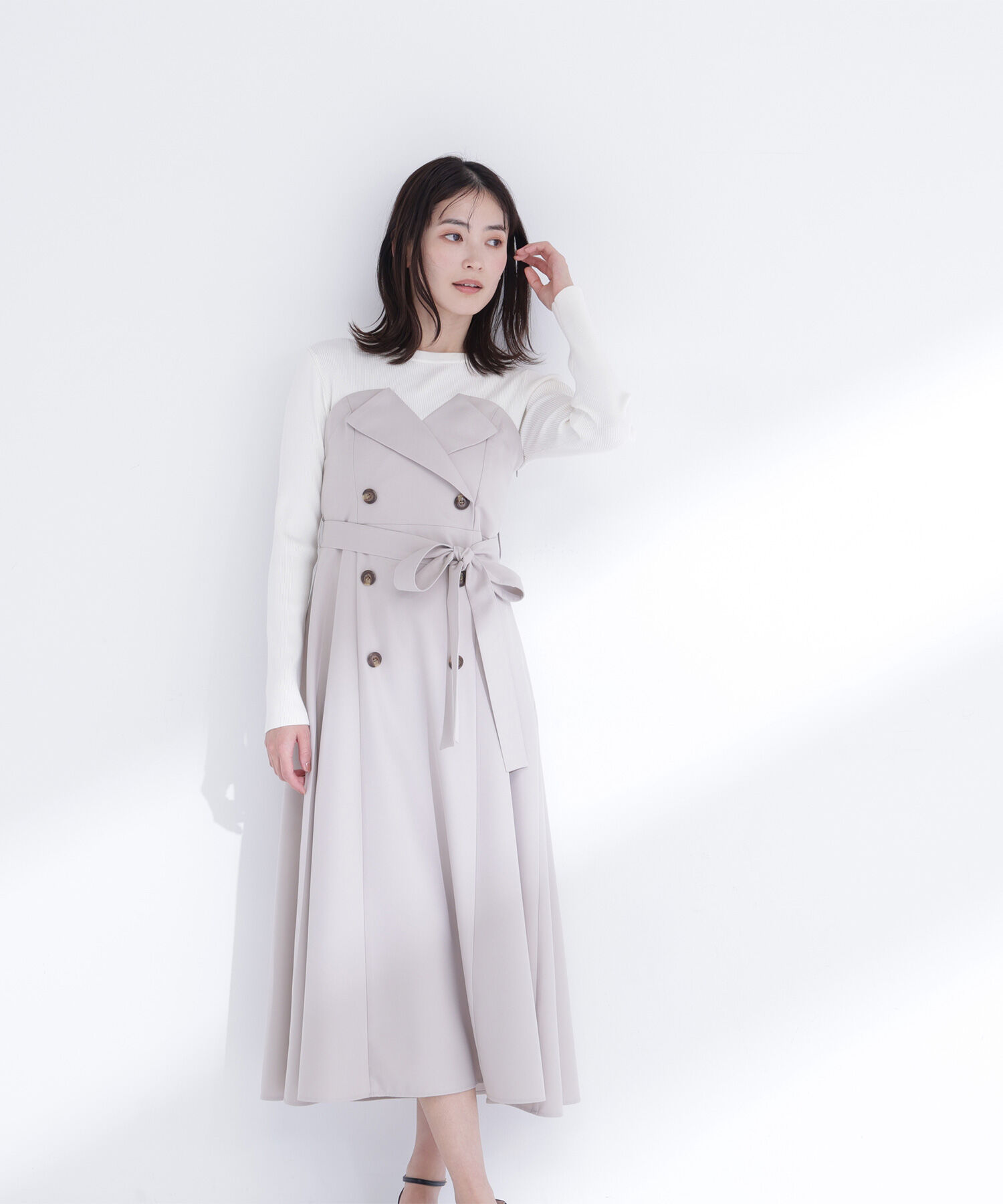  「トレンチディテールドッキングワンピース」|ワンピース|