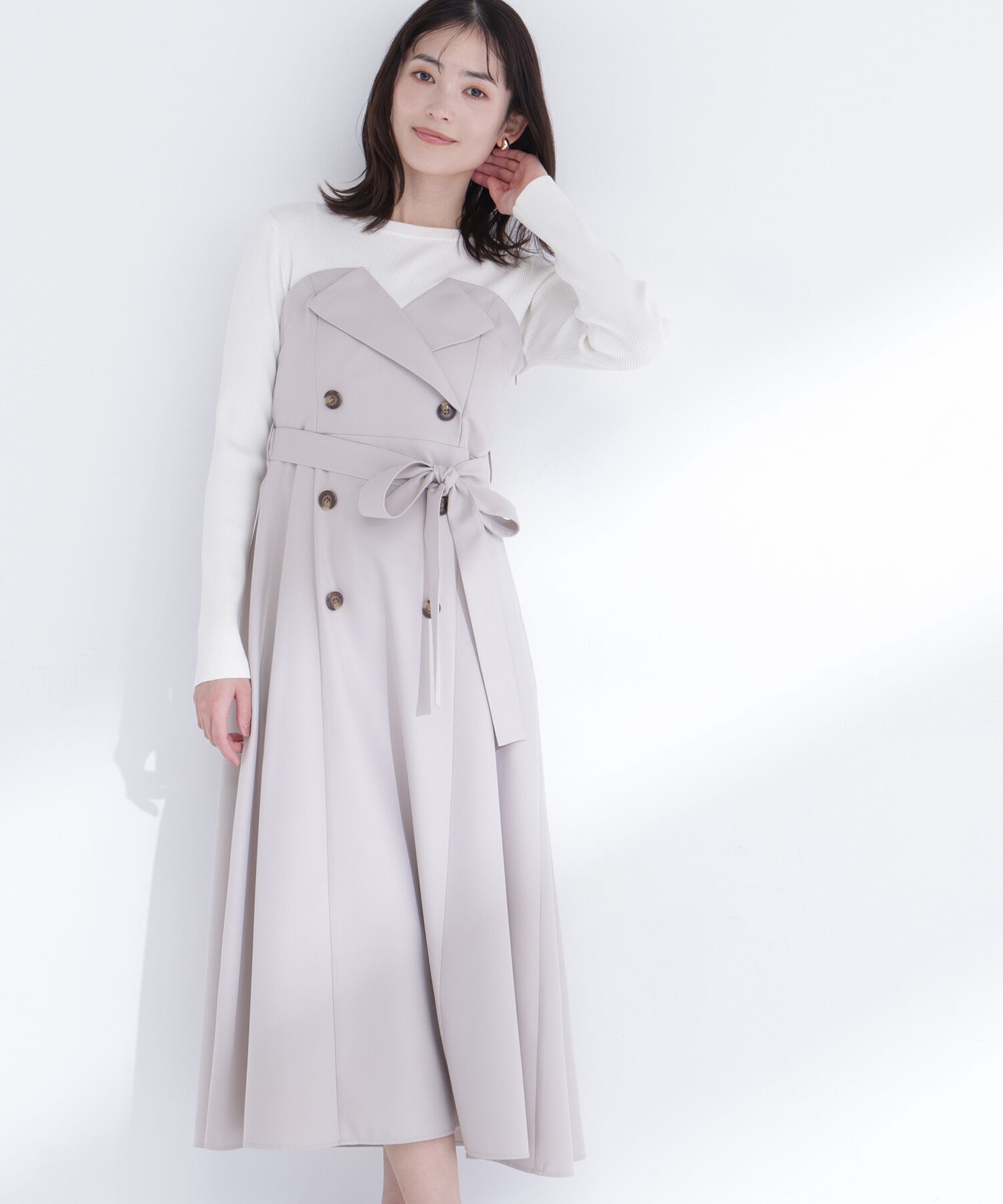  「トレンチディテールドッキングワンピース」|ワンピース|