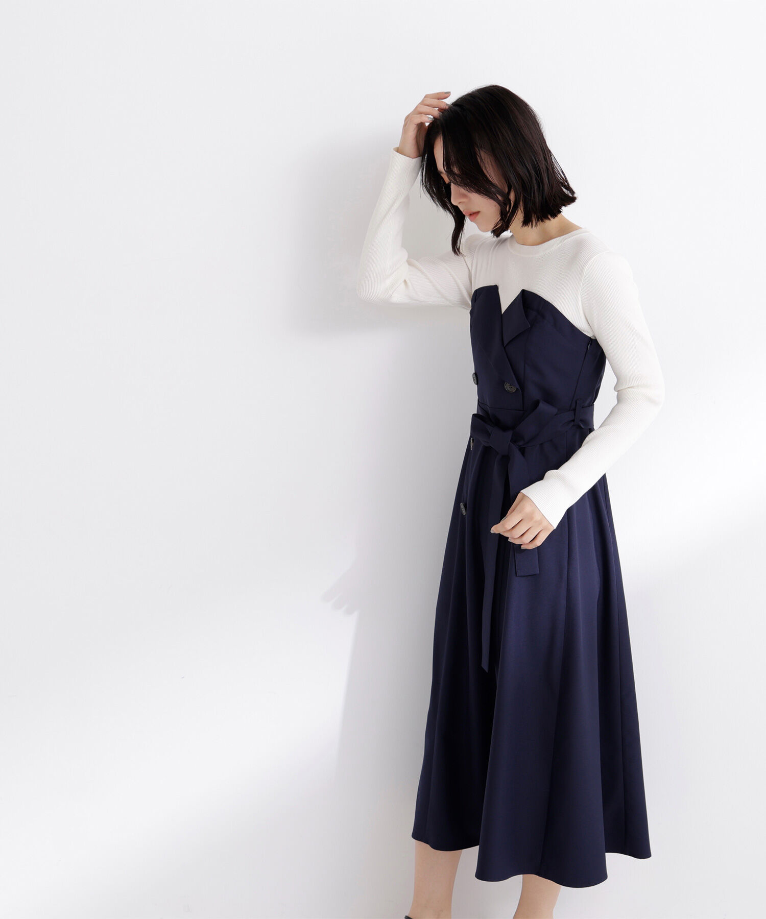  「トレンチディテールドッキングワンピース」|ワンピース|