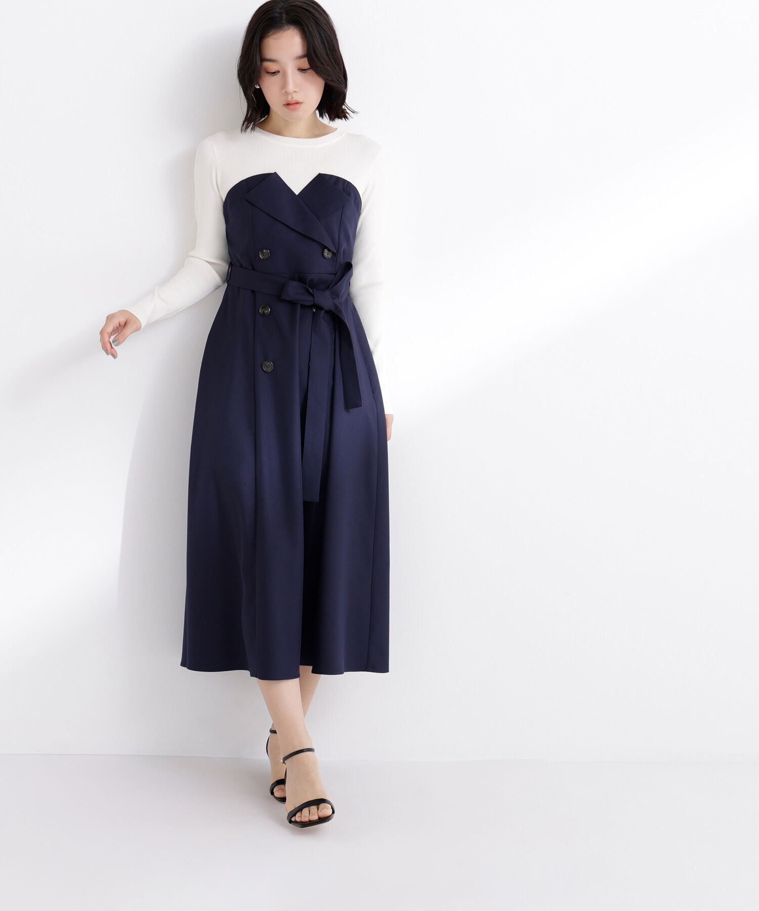  「トレンチディテールドッキングワンピース」|ワンピース|