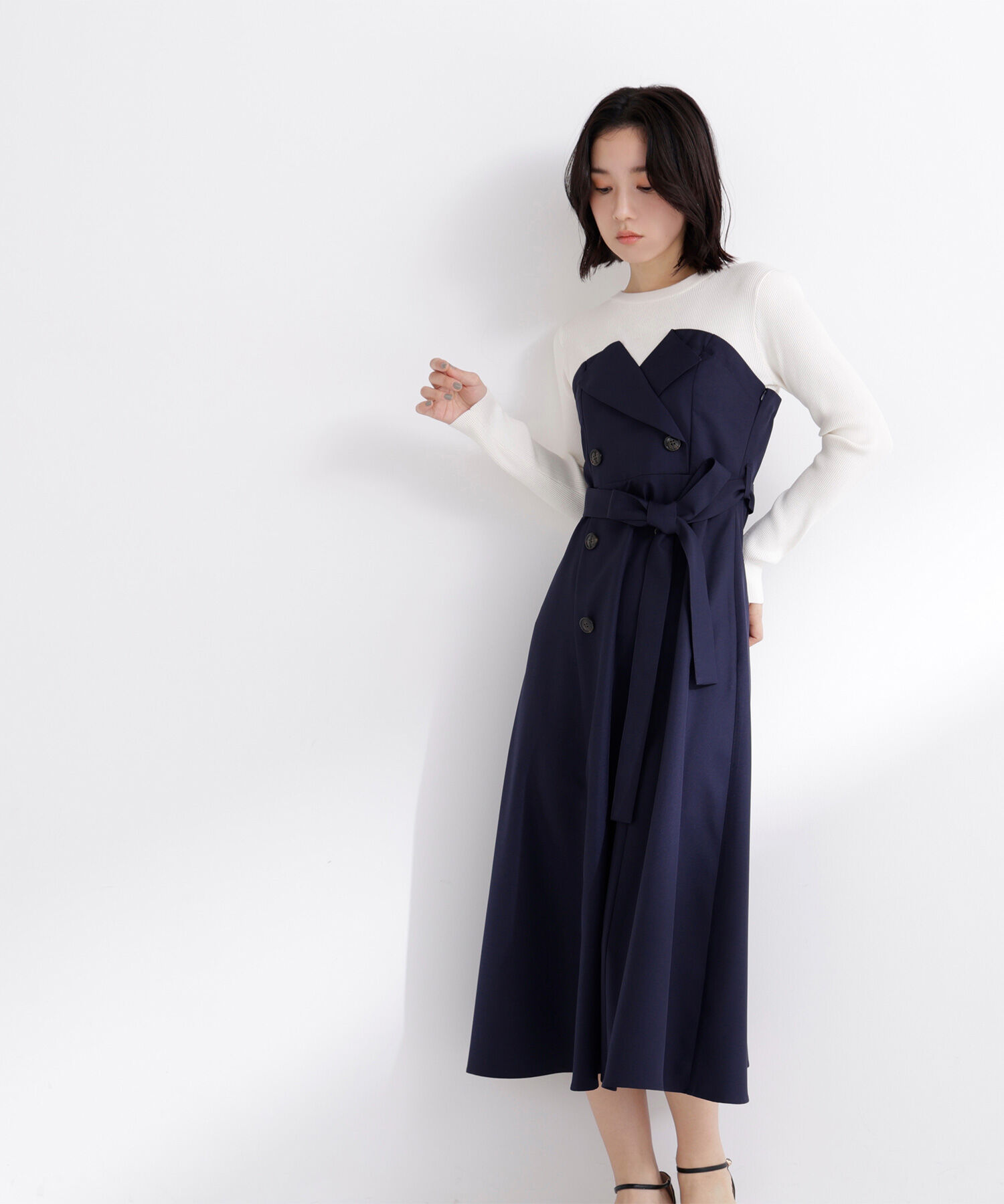  「トレンチディテールドッキングワンピース」|ワンピース|