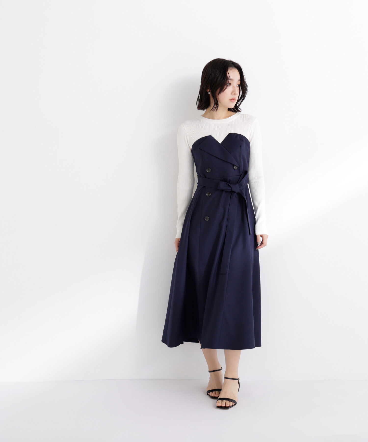  「トレンチディテールドッキングワンピース」|ワンピース|