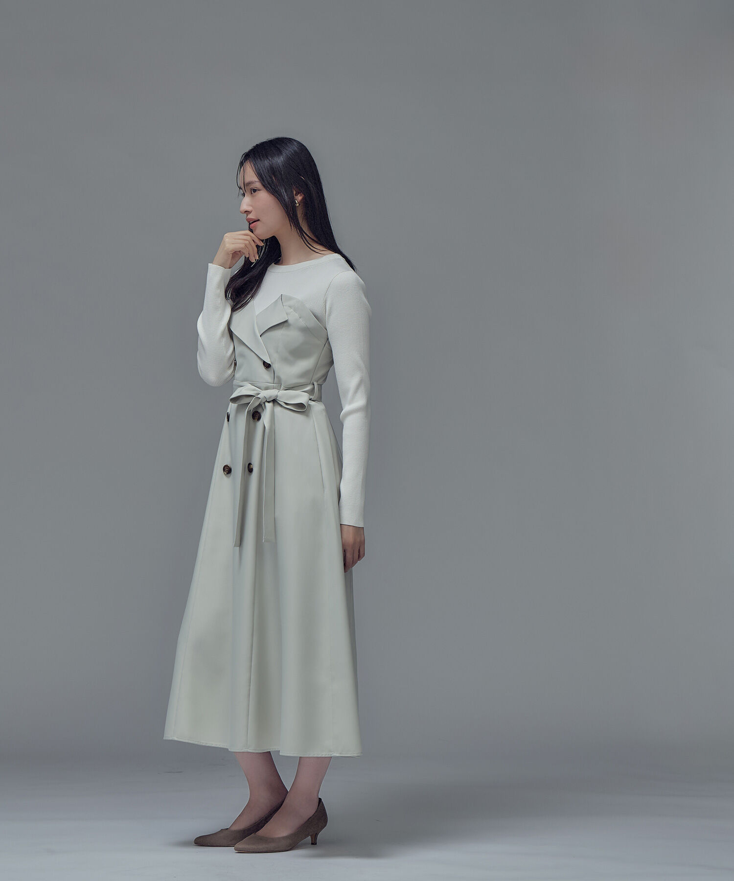  「トレンチディテールドッキングワンピース」|ワンピース|